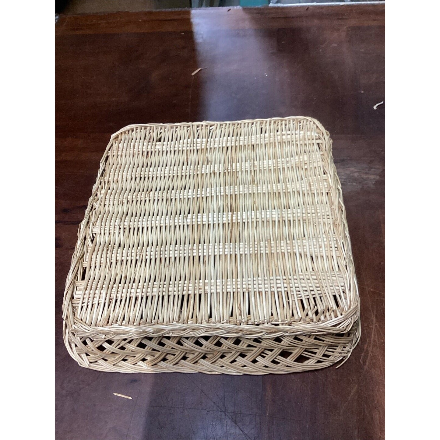 Vintage Wicker Bread Basket - 14.5”D