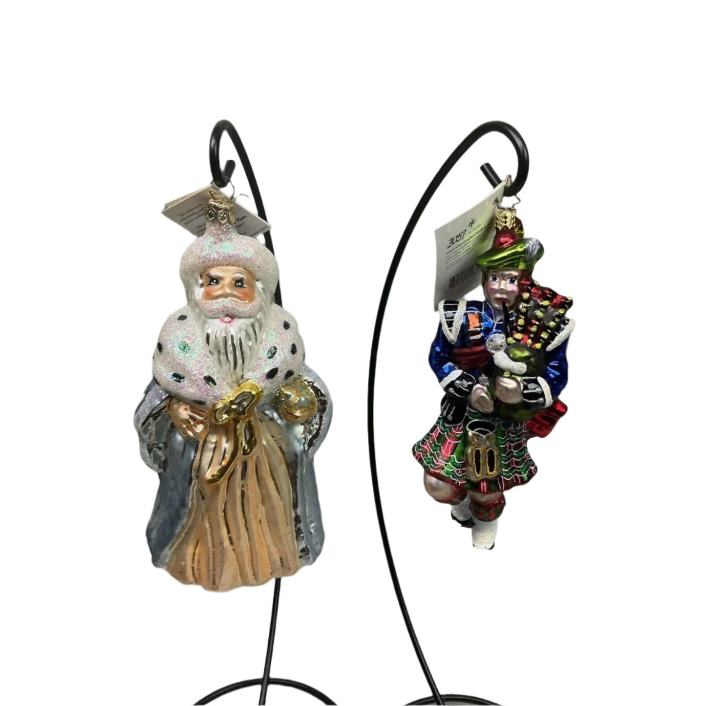 Radko “Highland Eleven” + “Winter Dream Santa” Christmas Ornaments / Damaged