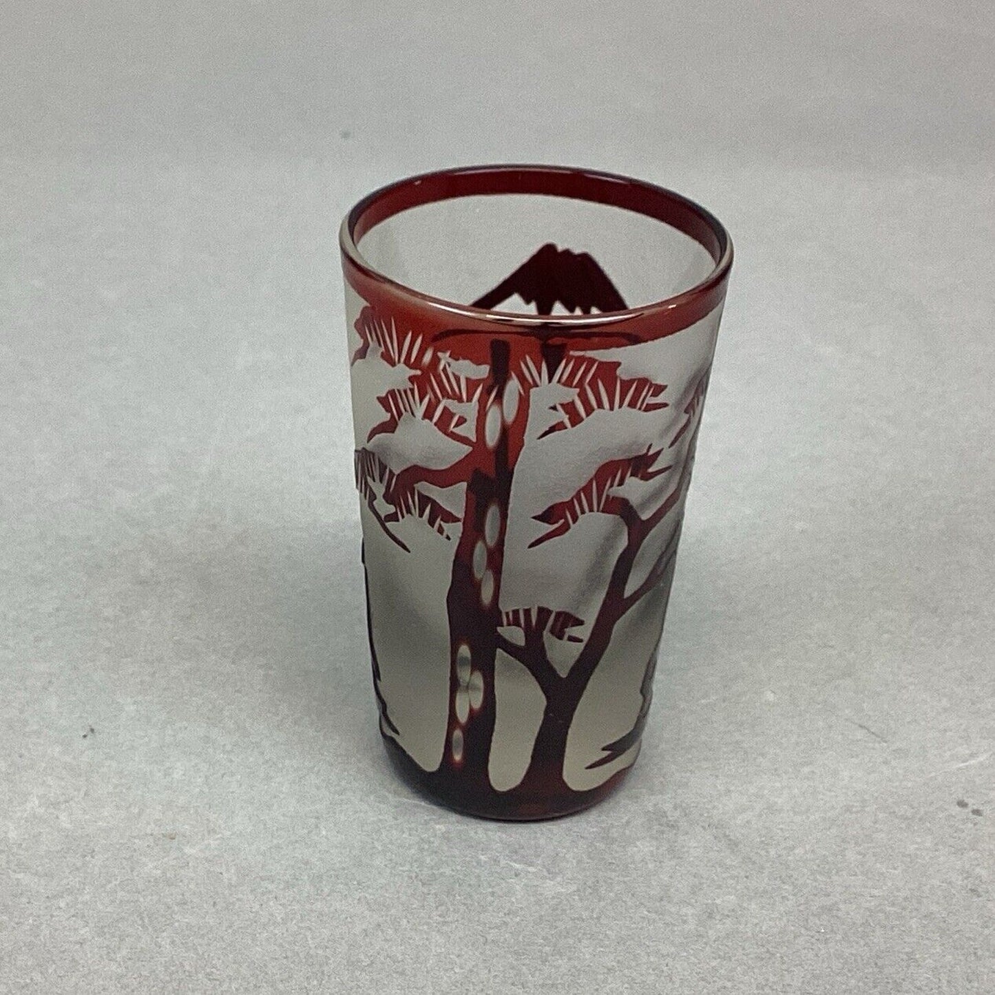 Vintage Noritake Japanese Barware Glasses Frosted Ruby Red Glass - 2.5”
