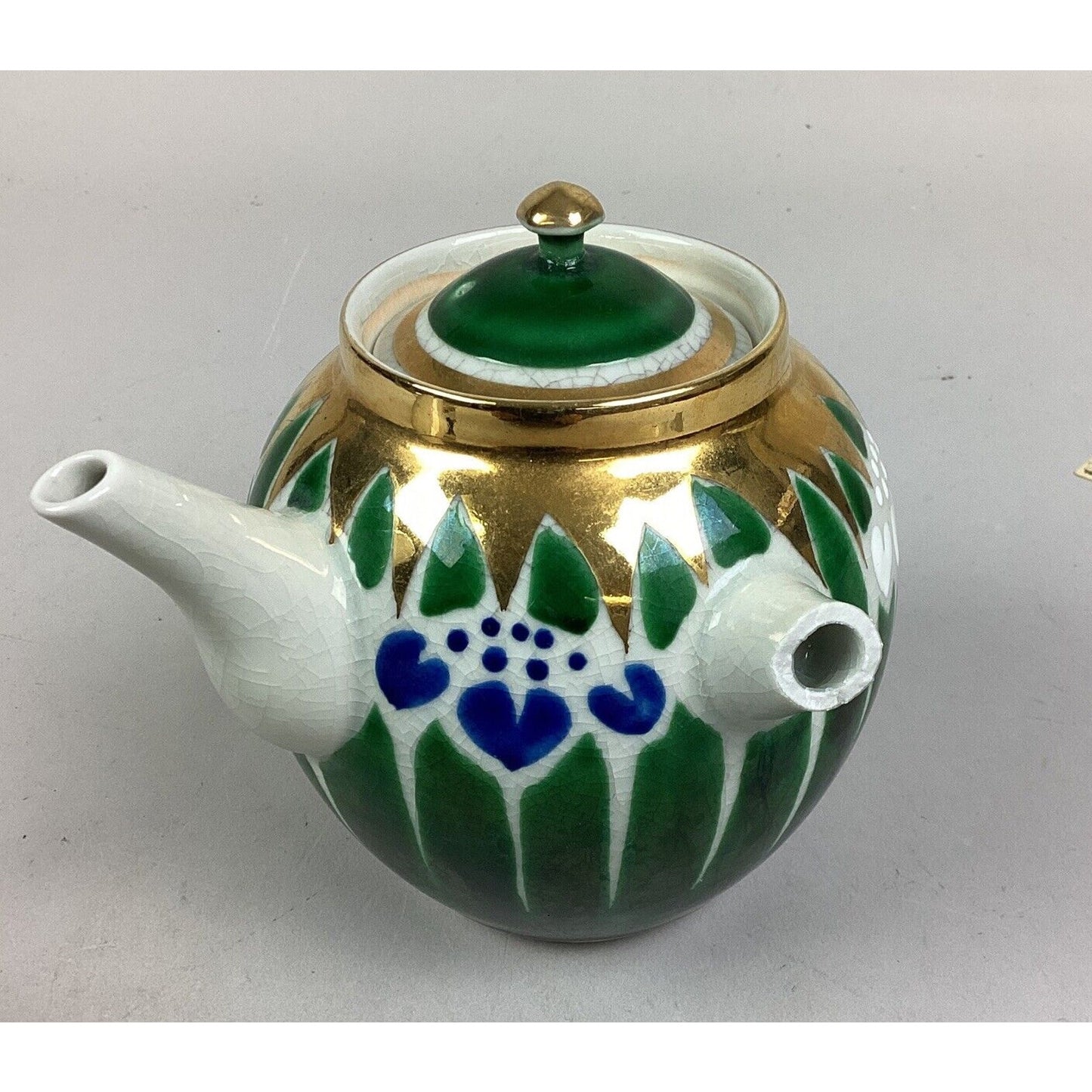 Japanese Kutani Hand Painted Iris With Gold Teapot And Tea Cup Set - Damaged
