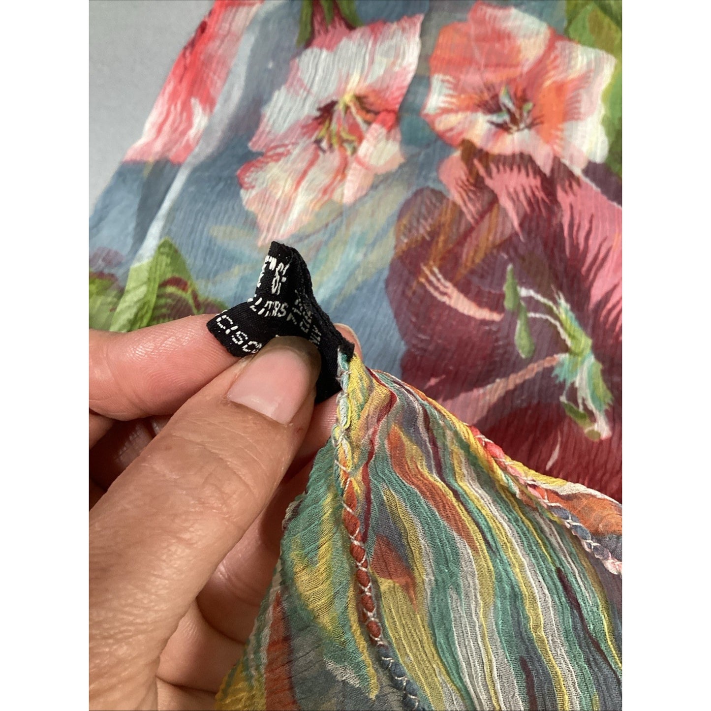 All That Glitters Sheer Vibrant Floral Scarf - Made In India - 60x25”