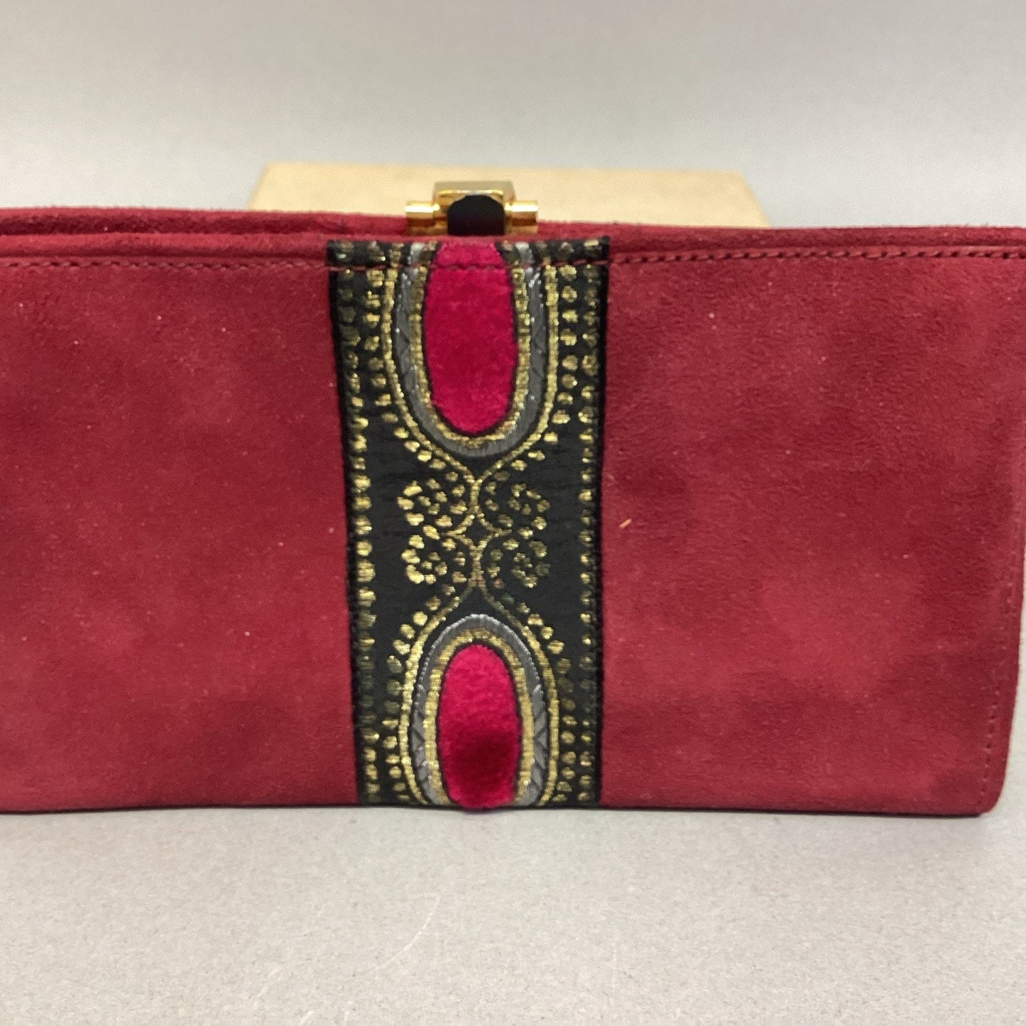 Vintage Women’s Red Suede Wallet - 4 Inner Pockets