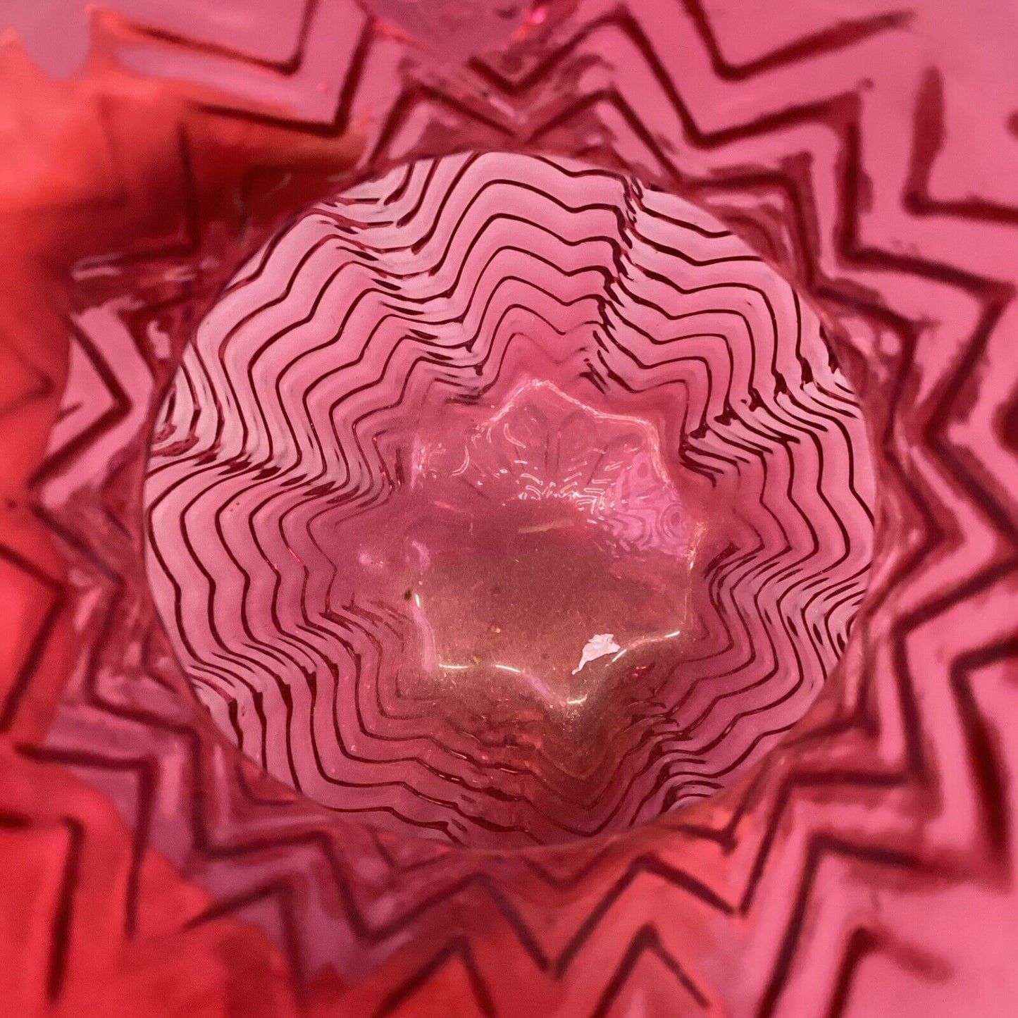 Vintage Fenton Cranberry Swirled Glass Pitcher - 8.75”H