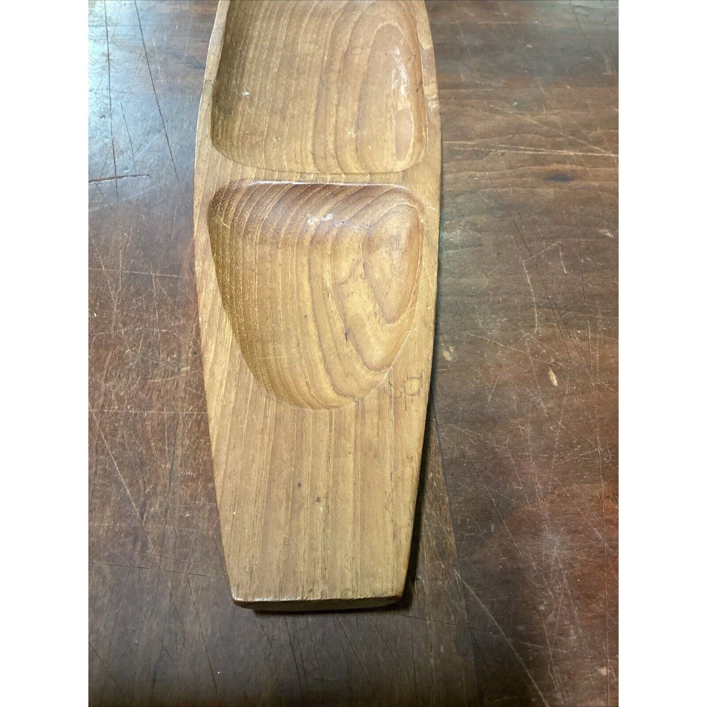 Divided Genuine Teakwood Serving Tray W/ 3 Compartments - 18x4”