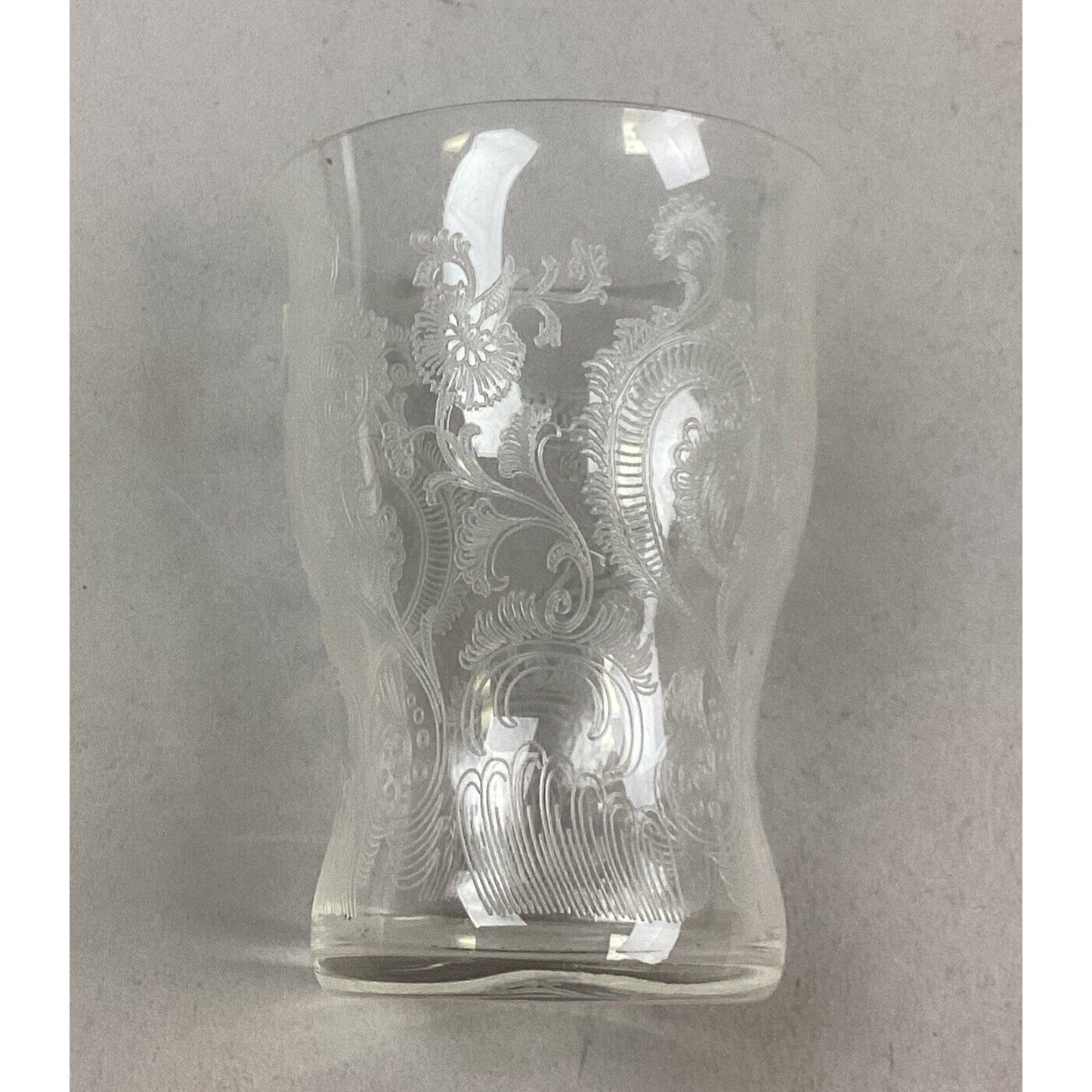 3 Vintage Decorative Glass Tumblers - Etched Glass, Daisy/Buttons & Floral Glass