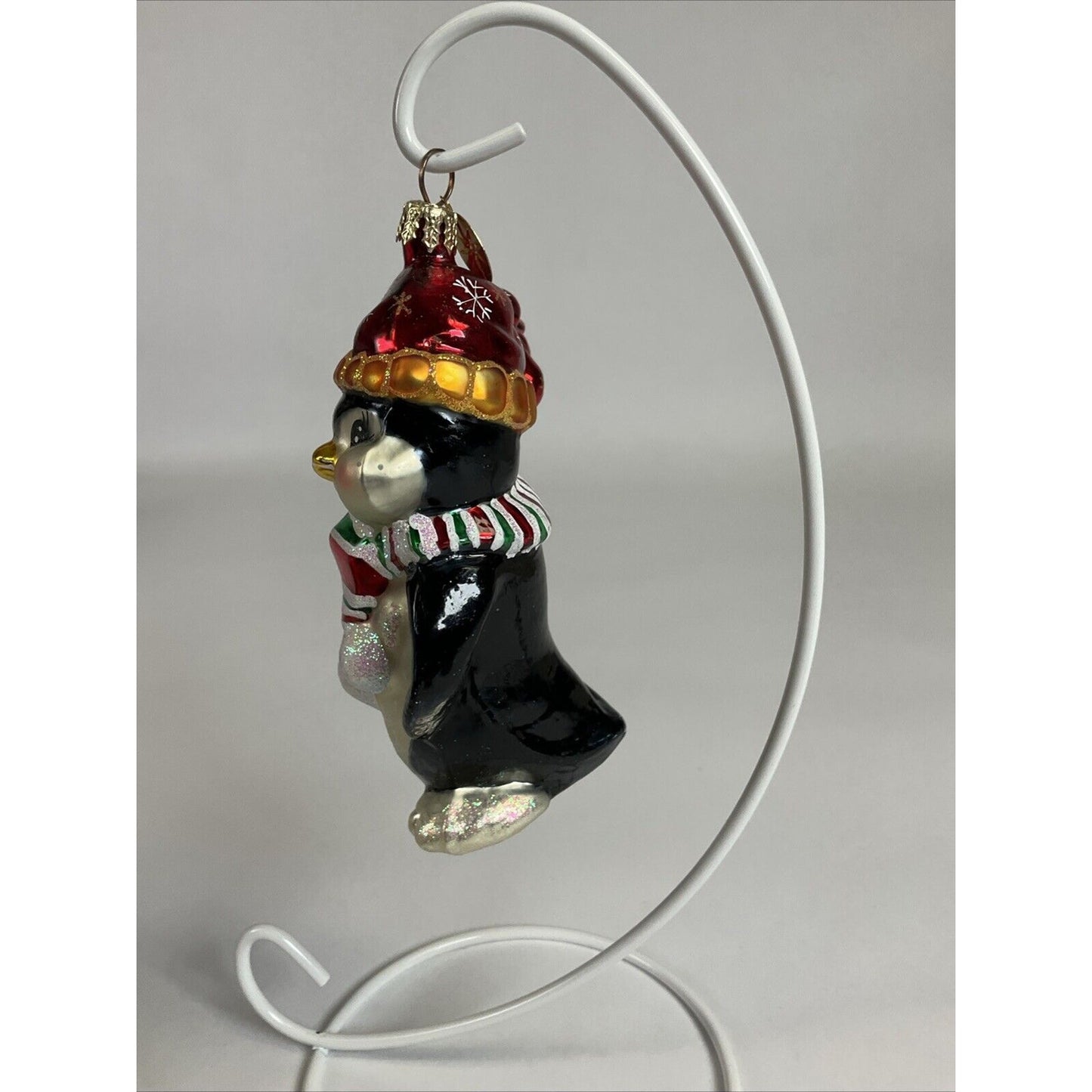 Christopher Radko Let It Snow Penguin Glass Christmas Ornament / Damaged