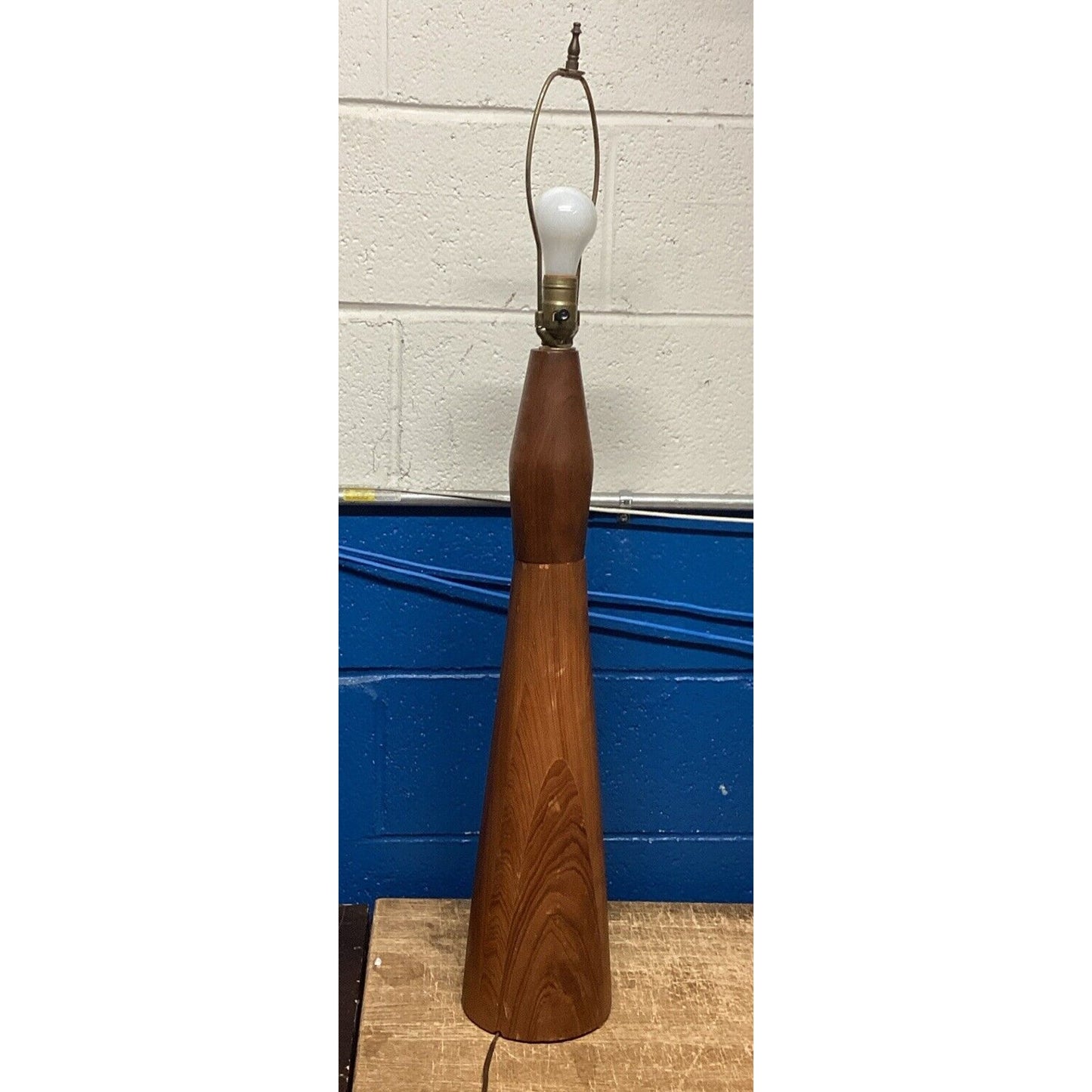 Large Vintage Wooden Lamp - 37” Tall - No Lampshade - Tested & Works