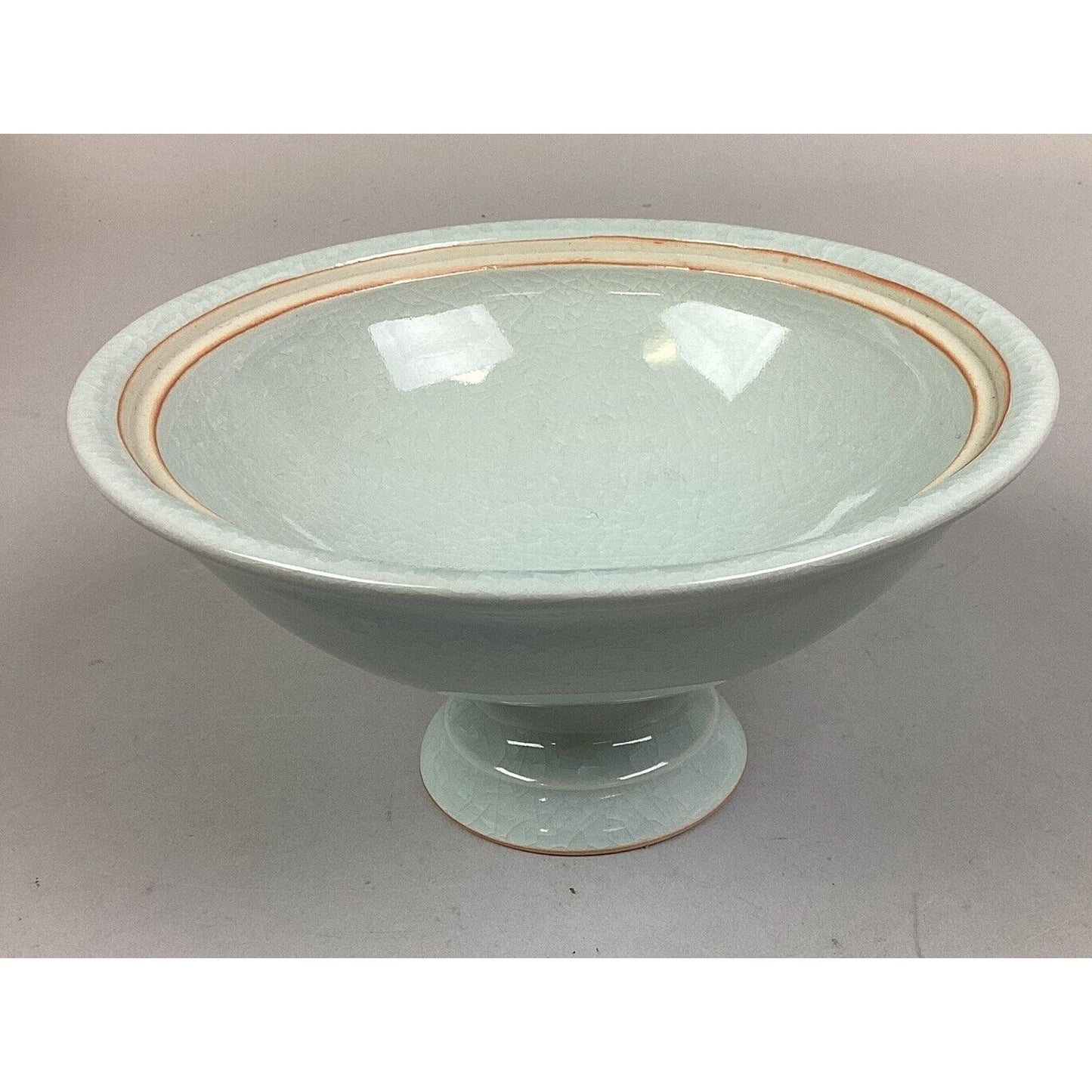 Vintage Blue Pedestal Bowl With Lid W/ Silver Frog - 7 3/4”