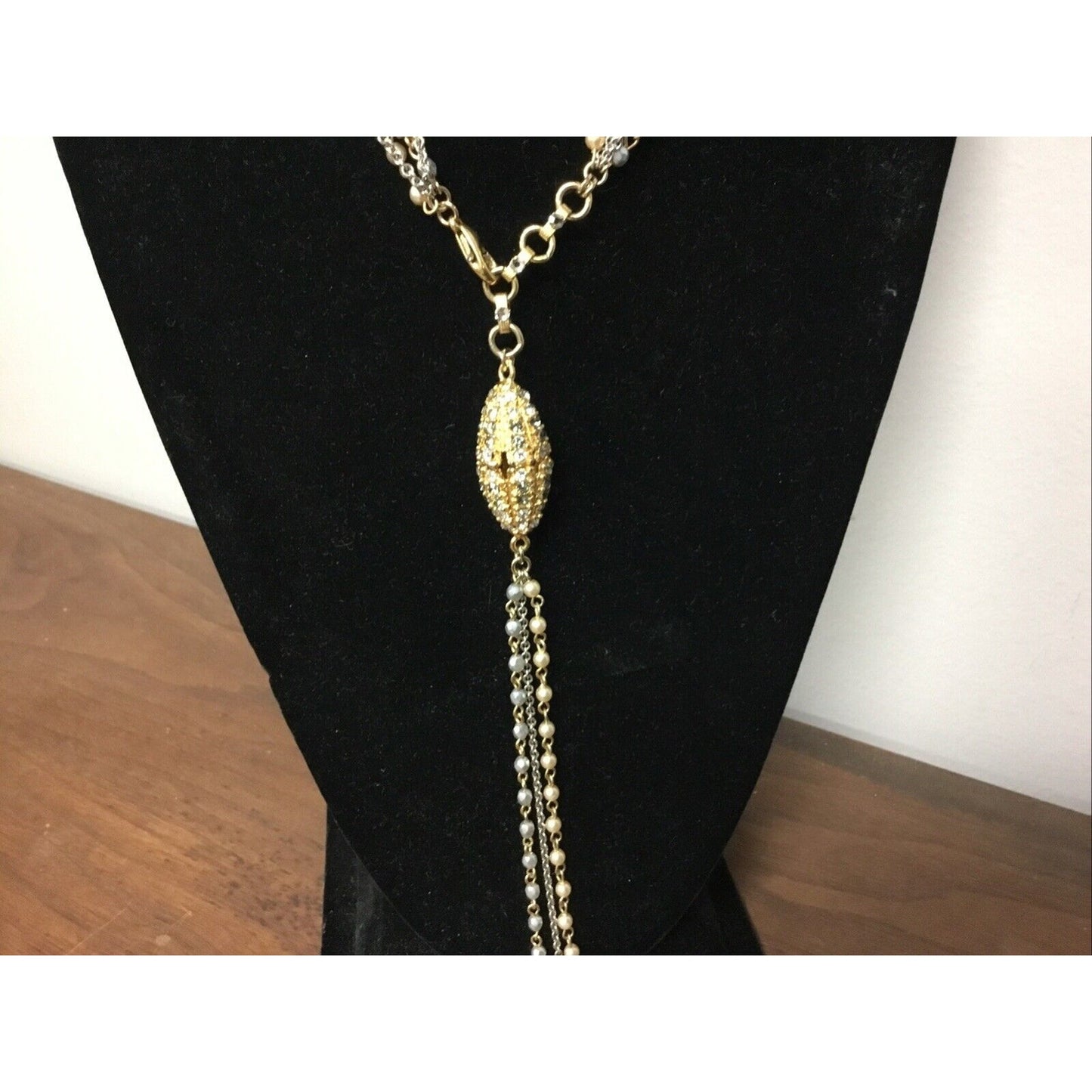 Necklace Chain Gold/Silver Tone Oval Pendant Textured Fashion
