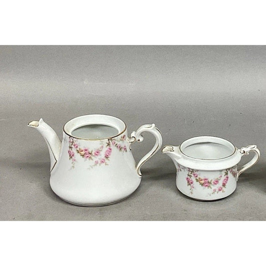Swarzburg Pink Floral Teapot & Pink Floral Creamer - Unmarked - #701