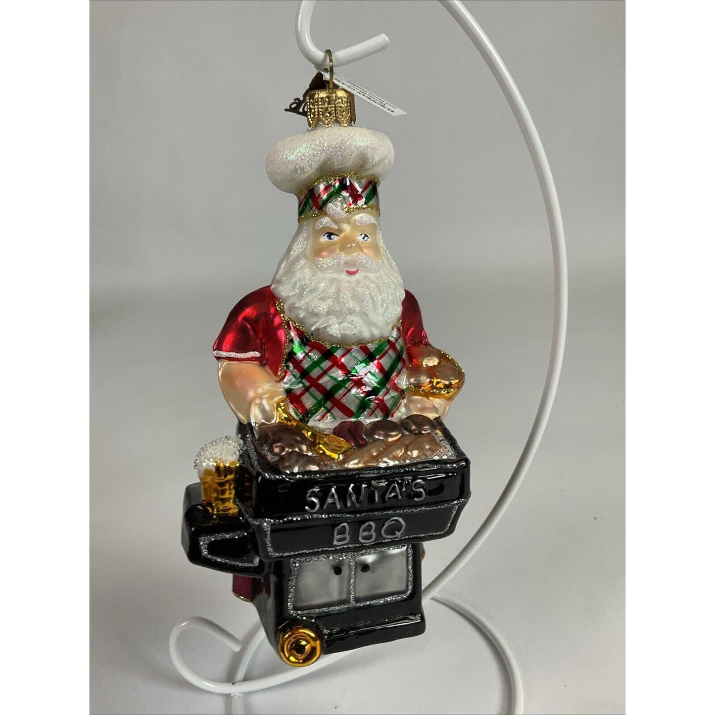Santa’s BBQ Grill Glass Christmas Ornament European Glass 2016