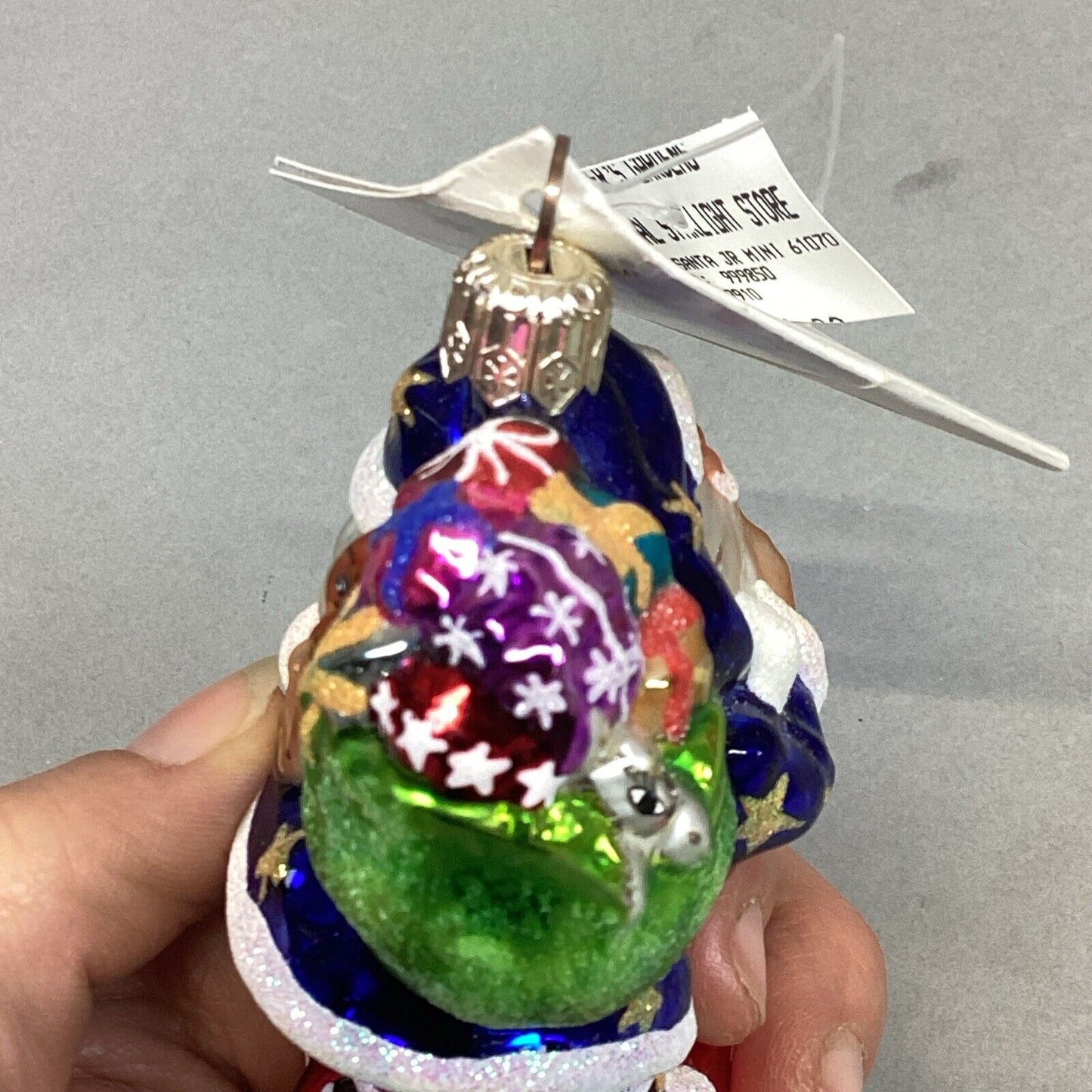 Christopher Radko 1999 Secret Santa Jr. Glitter Blue Santa W/ Tags - #999850