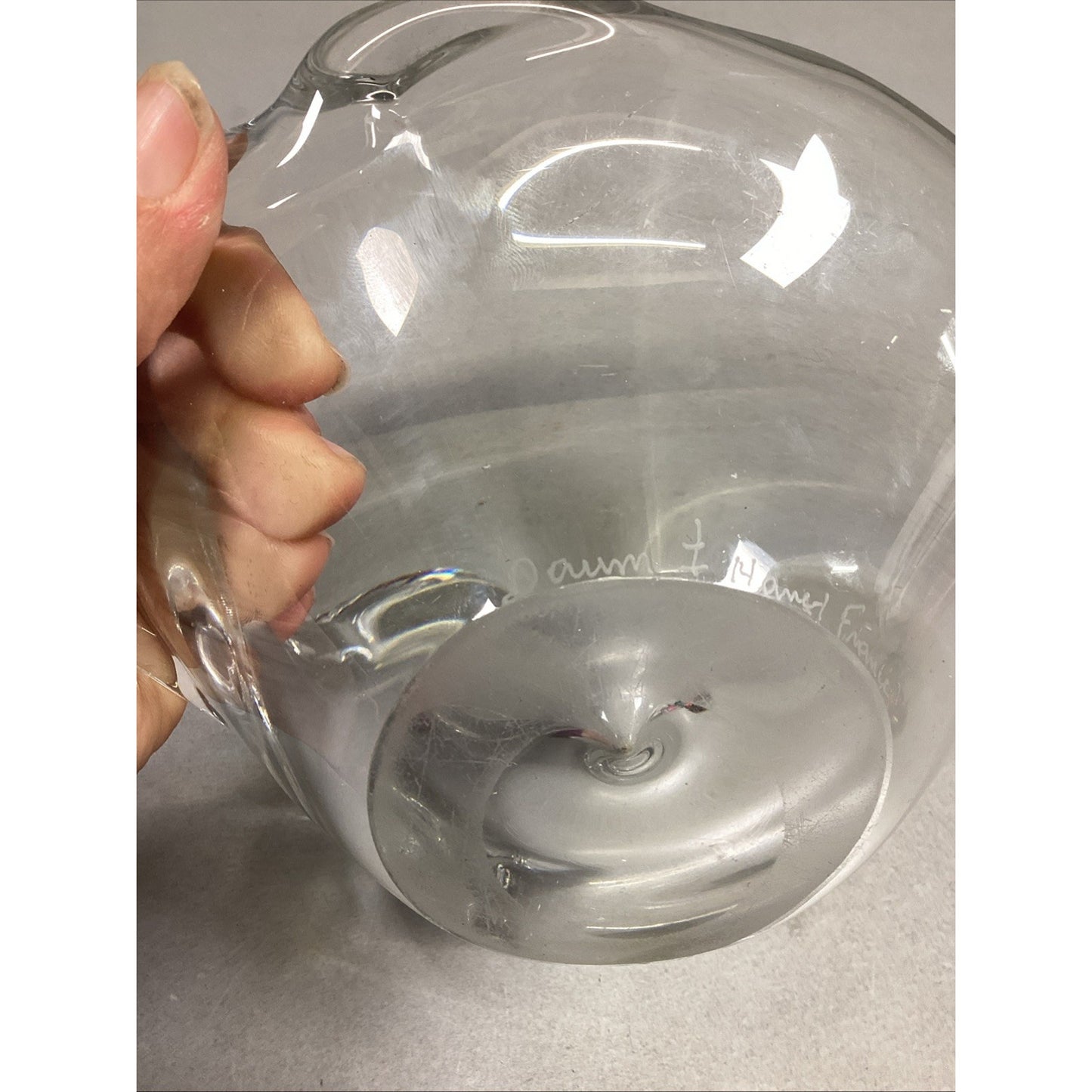Vintage Heavy Daum Signed Glass Ashtray Trinket Dish - Made In France