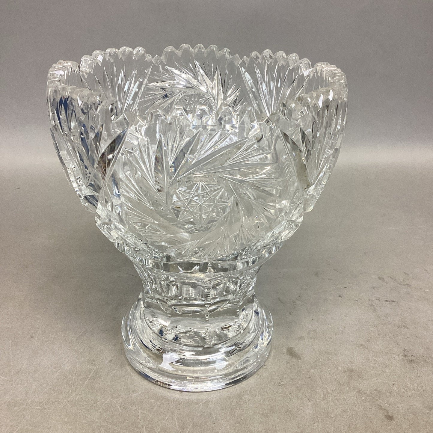 Vintage Cut Glass Centerpiece Or Candy Dish - 7”H
