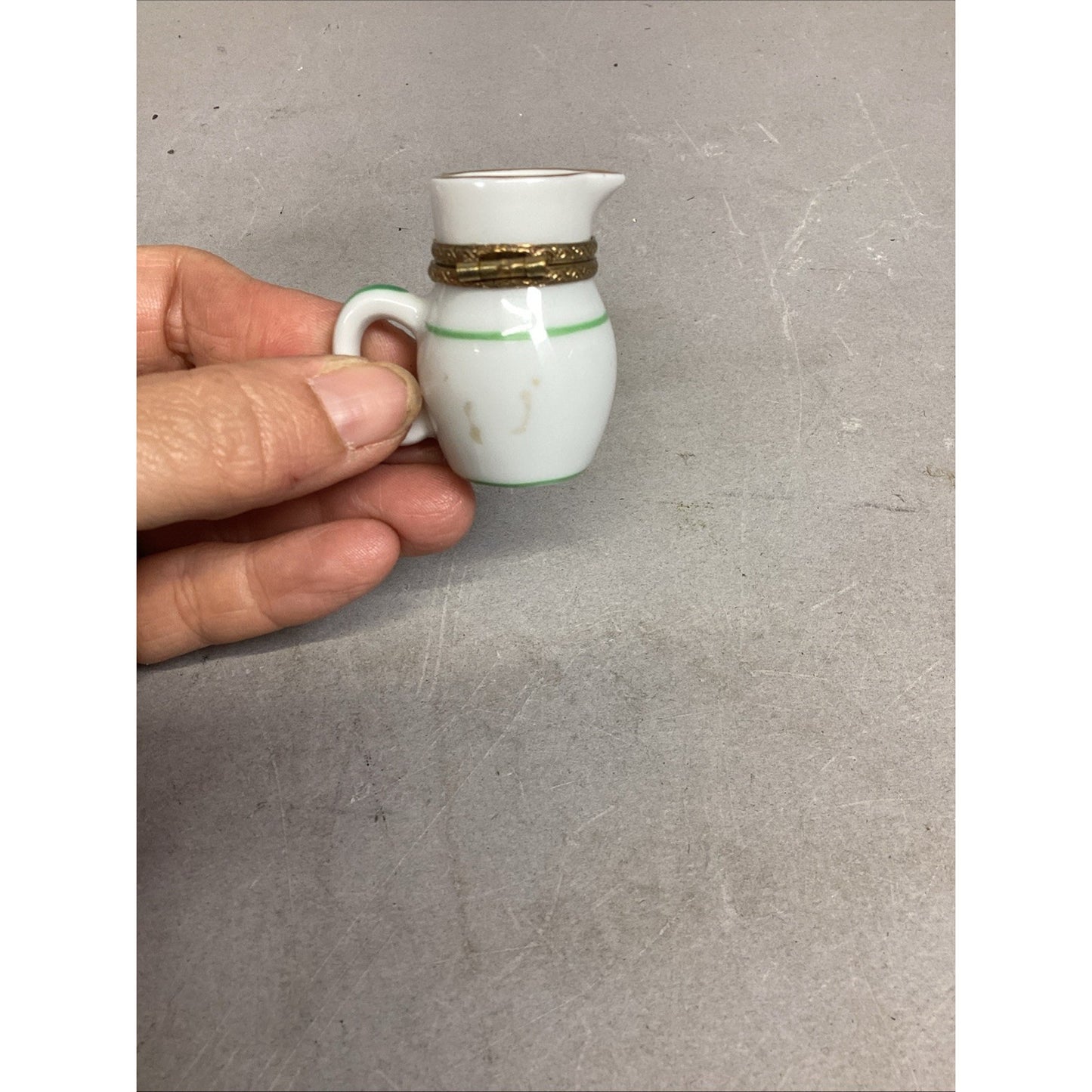 Wedgwood Embossed Queen's Ware Mini Pitcher & Limoges Cow Trinket Jug Figurine