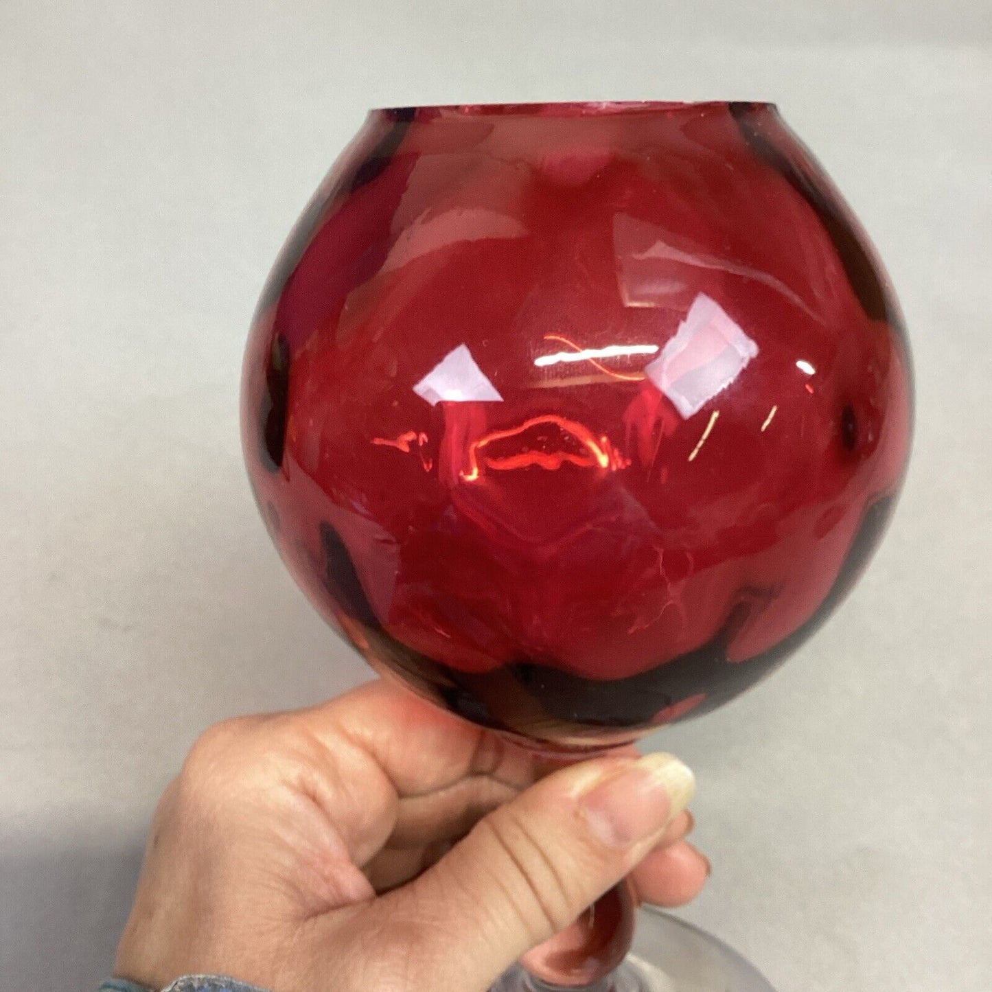 Vintage Glass Cranberry France PV Flower Vase Or Goblet - 6.5”