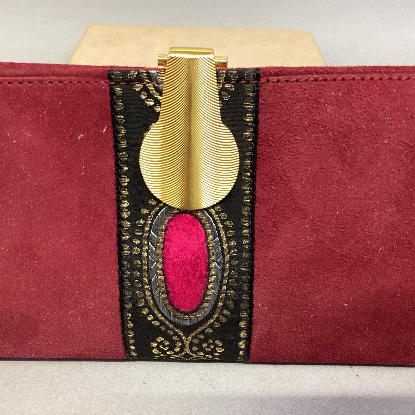 Vintage Women’s Red Suede Wallet - 4 Inner Pockets