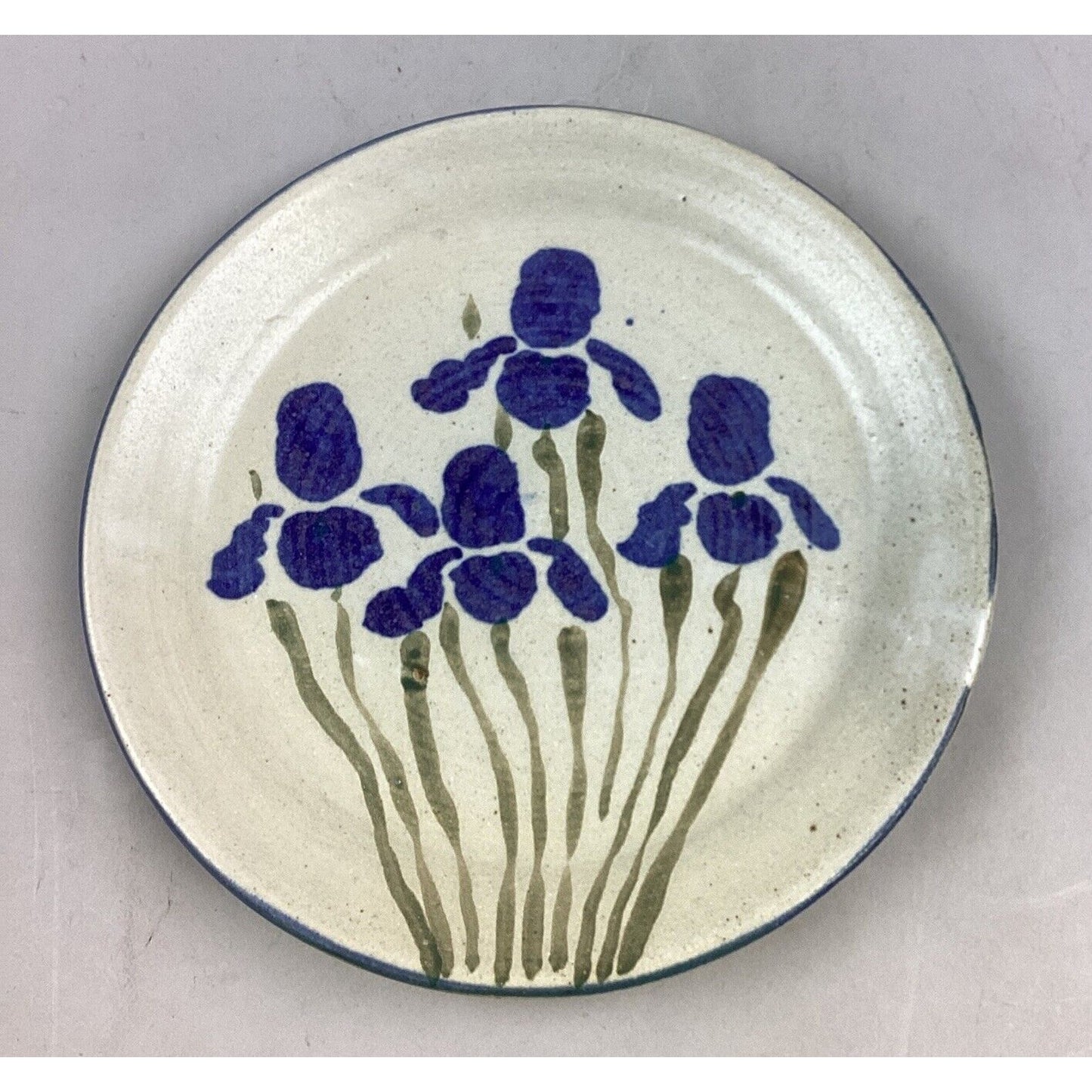 Set Of 3 Handmade Art Pottery Floral Bowl And 2 Plates
