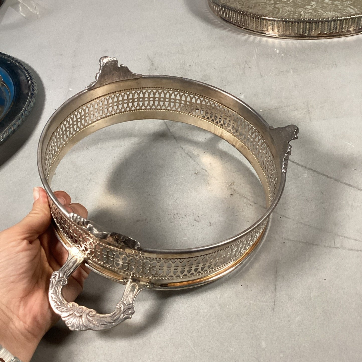 Set Of Vintage Silver Plated Serving Dishes Trays