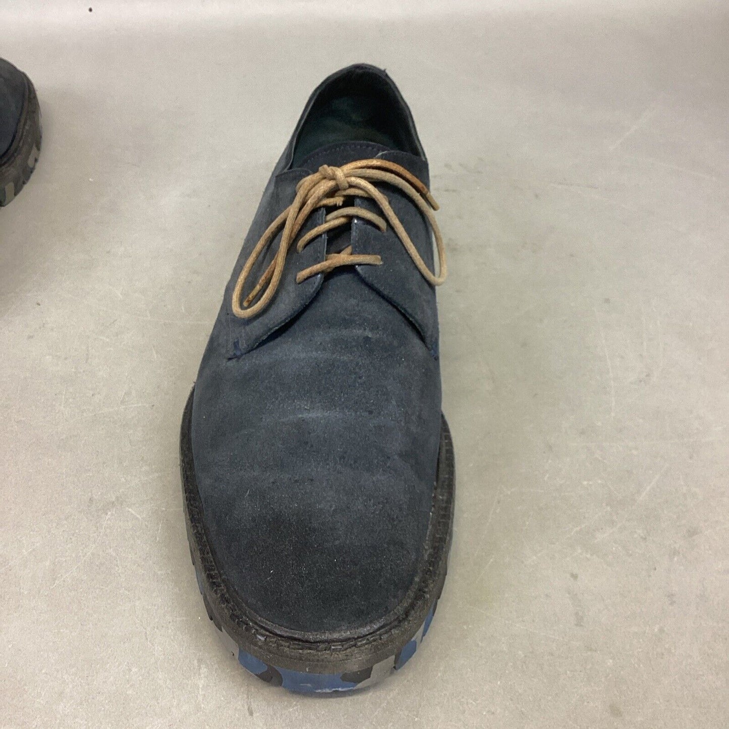 Sergio Rossie Blue Suede Oxford Shoes With Blue Camo Bottoms #4620 - 9