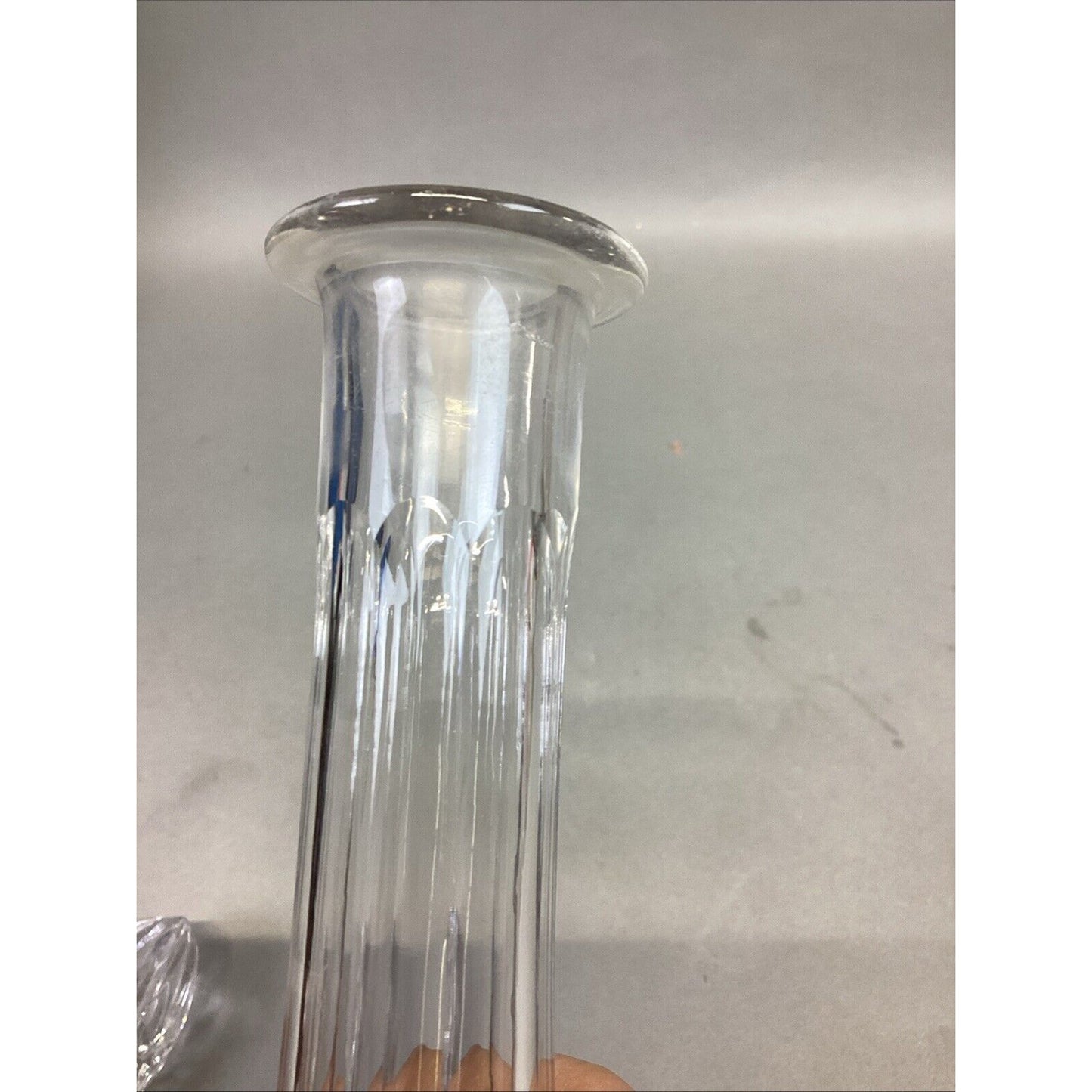 Decorative Cut Glass Decanter With Matching Stopper - 14.5”H