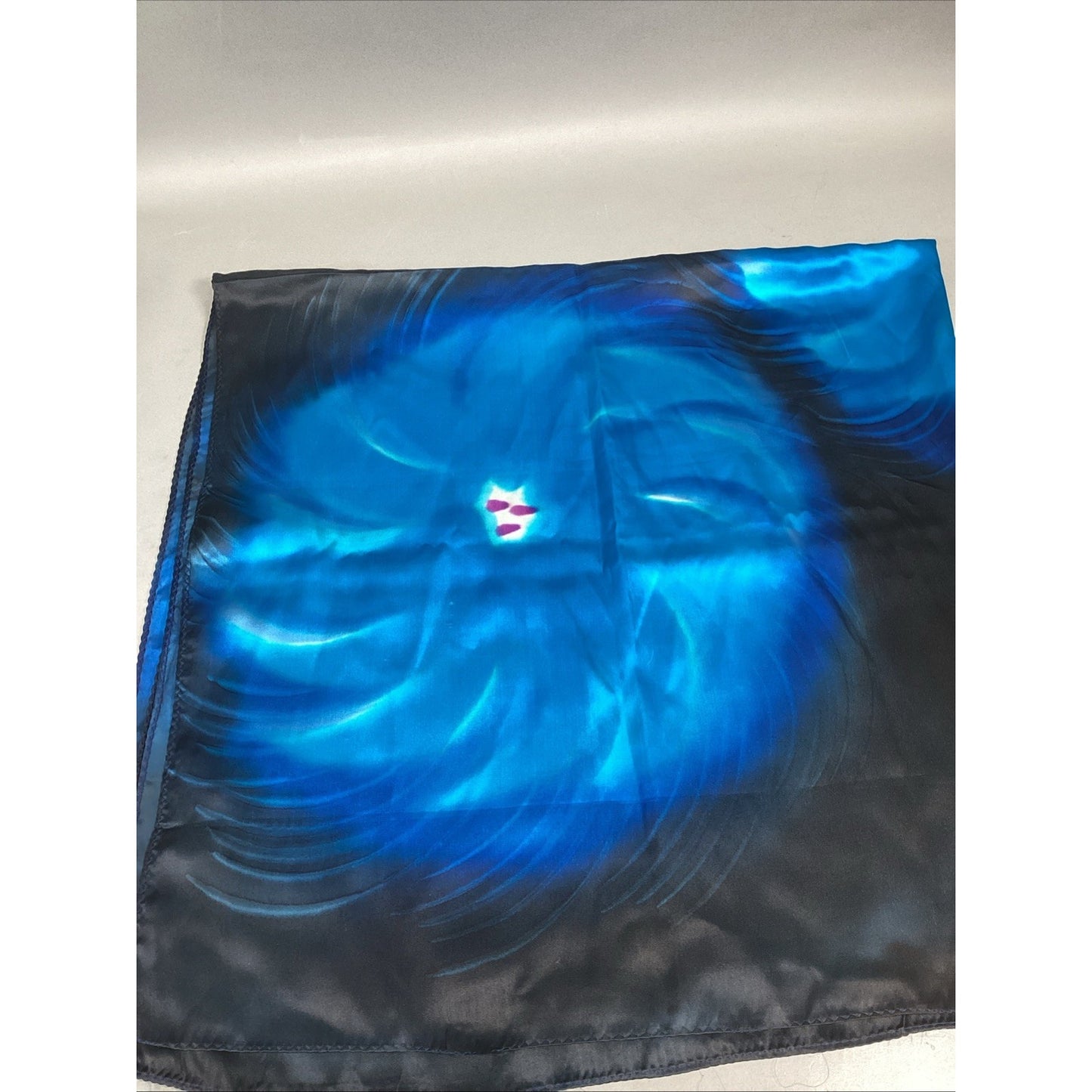Blue Floral Silk Women’s Scarf Wrap Shawl - 45x43”