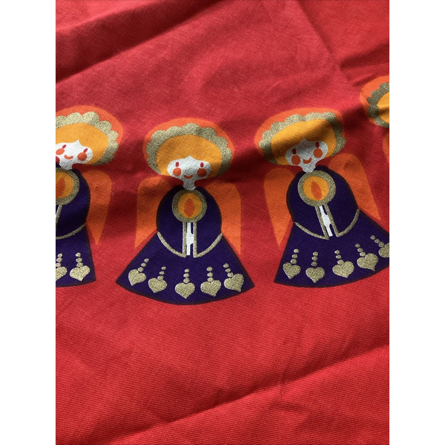 Vintage Round Christmas Angels Tree Skirt Or Tablecloth - 60”