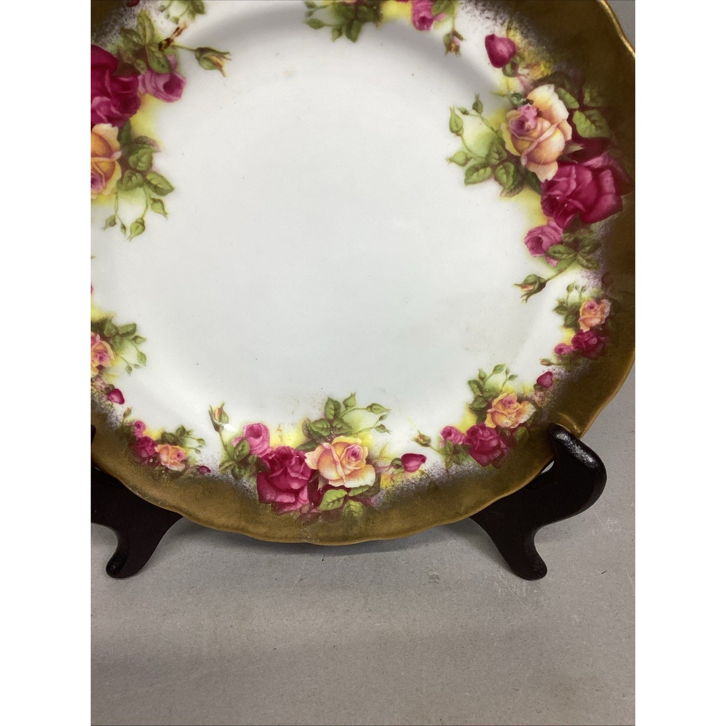 Royal Chelsea ‘Golden Rose’ Plate - Bone China - 8”D - Made In England