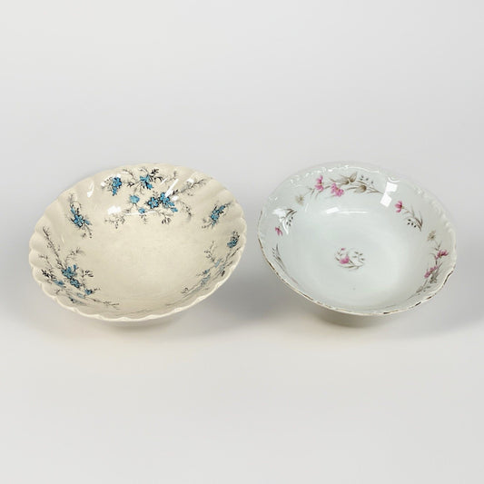 Fine Staffordshire Ware Blue Floral Bowl & Empress China Pink Floral Bowl