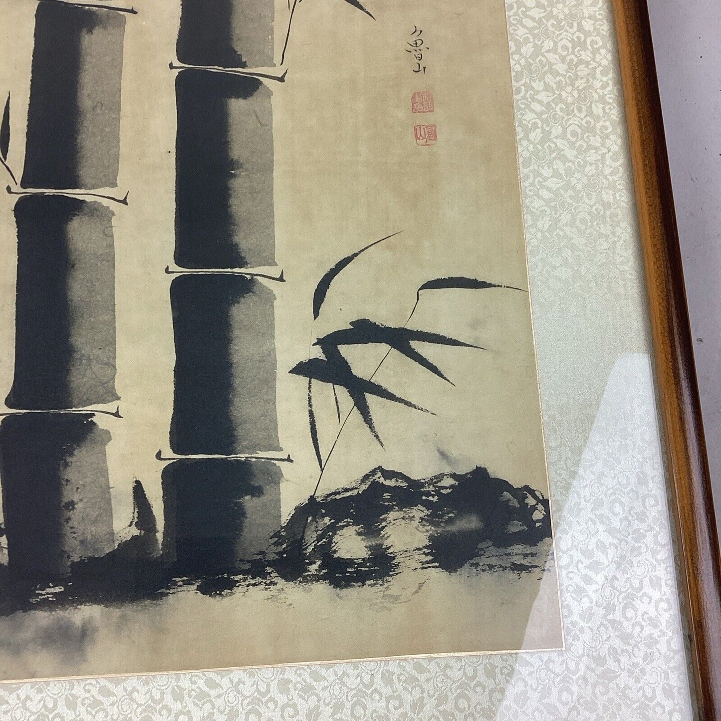 Vintage Chinese Painting On Silk - Bamboo - Framed - 21x16