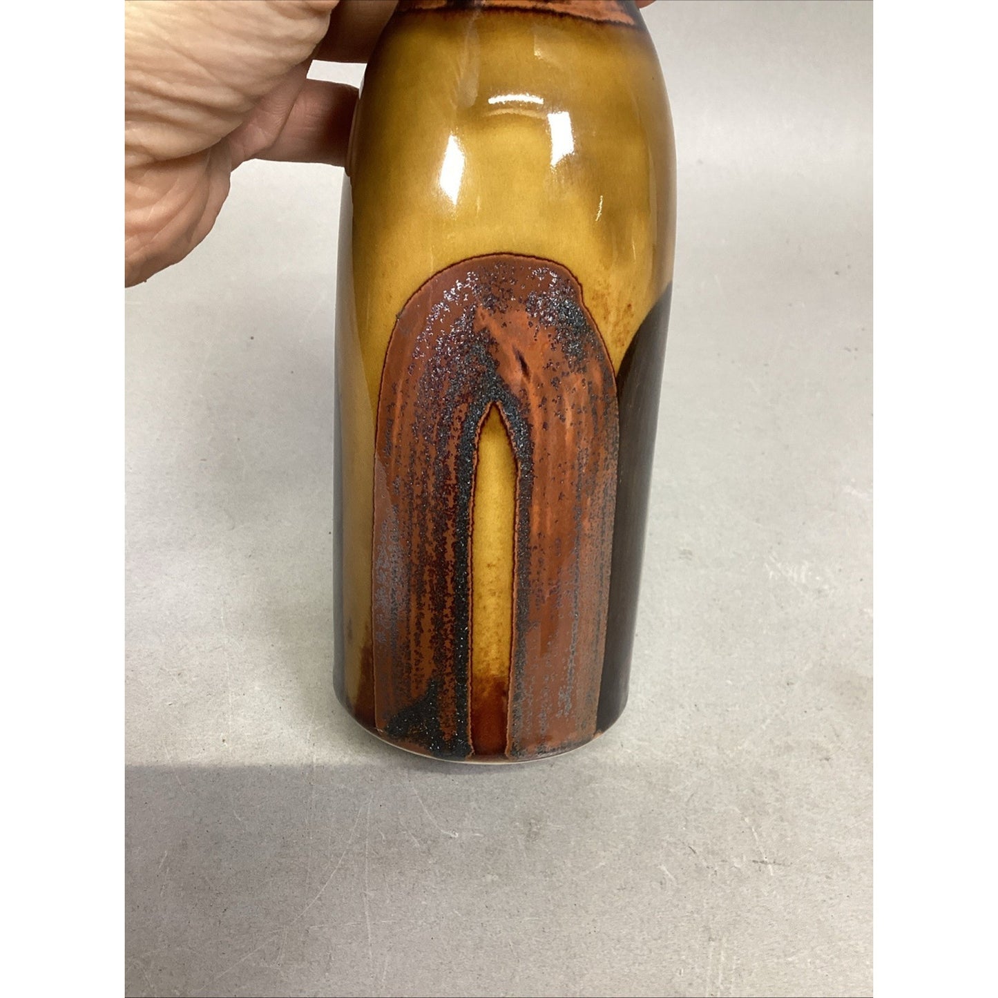 Vintage Stoneware Pottery Gloss Glazed Vase - 7.25”H