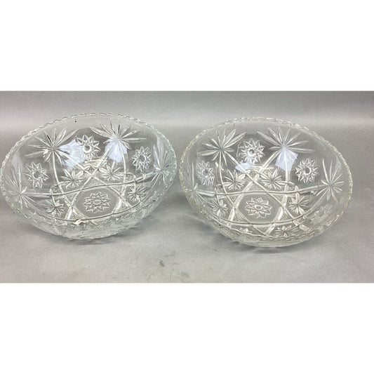 Set Of 2 Vintage Anchor Hocking Star Of David Glass Salad Fruit Bowl