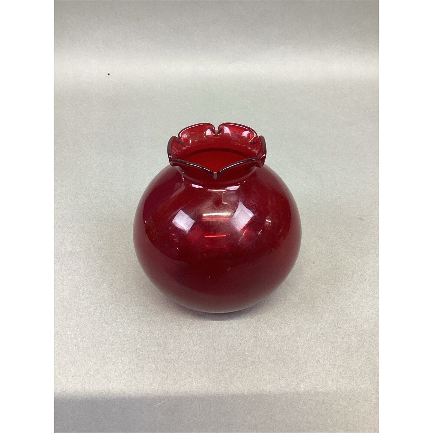 Anchor Hocking Ruby Red Glass Flower Vase - 4.25”H