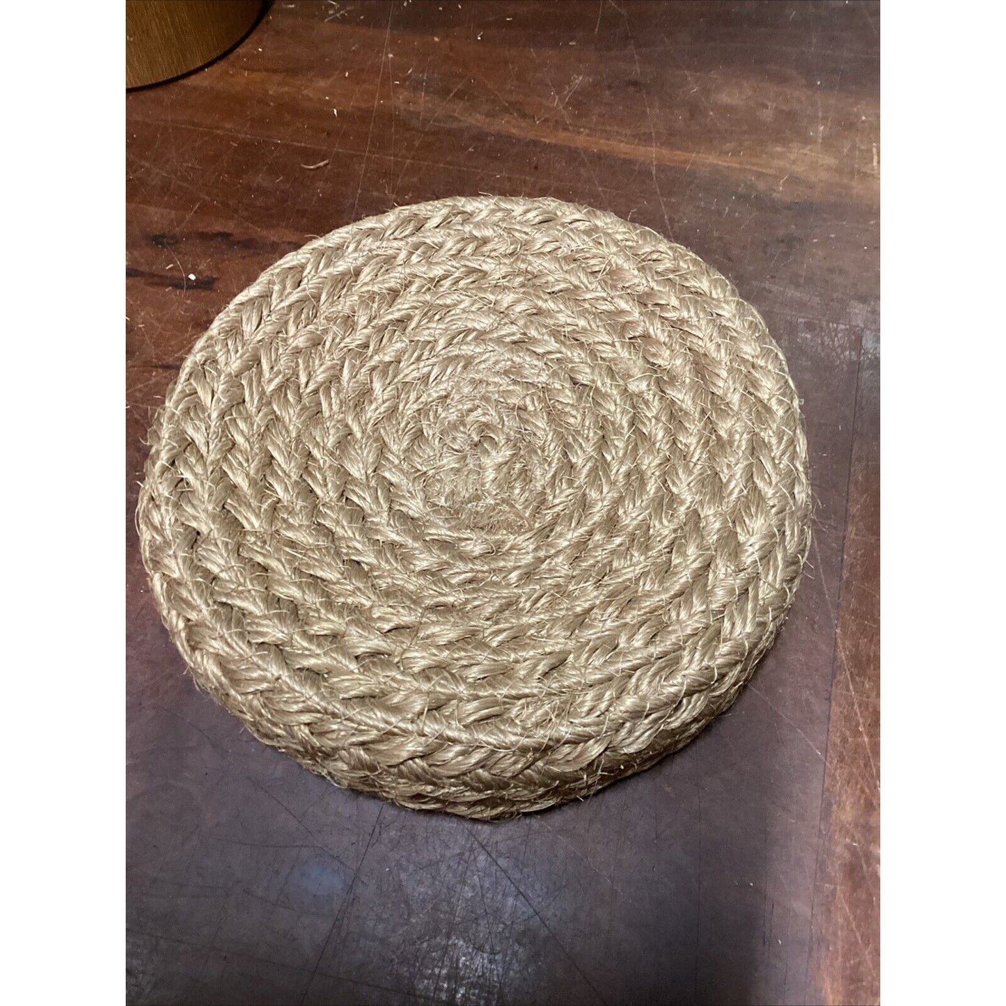 2 Corn Husk Rope Basket Trays & 3 Wooden Nesting Bowls