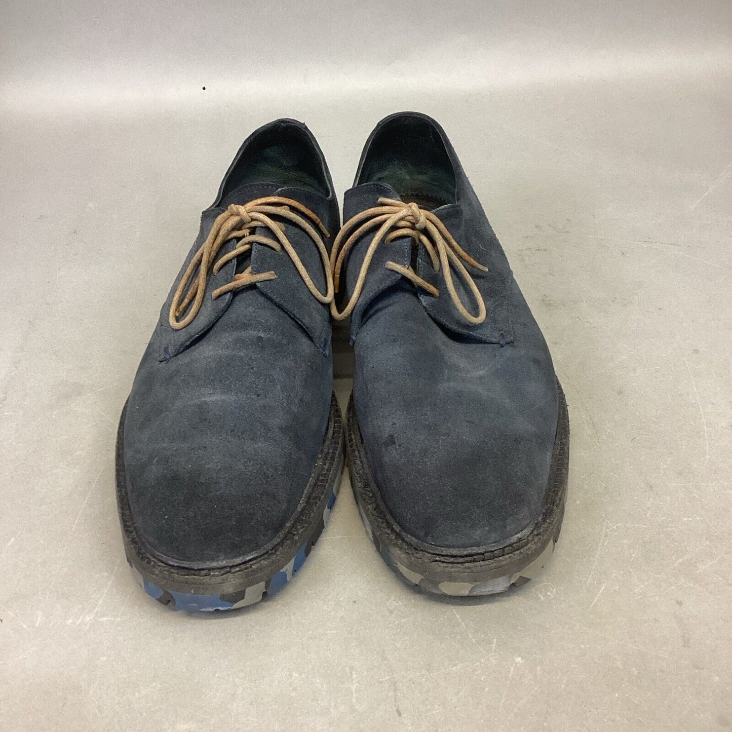Sergio Rossie Blue Suede Oxford Shoes With Blue Camo Bottoms #4620 - 9