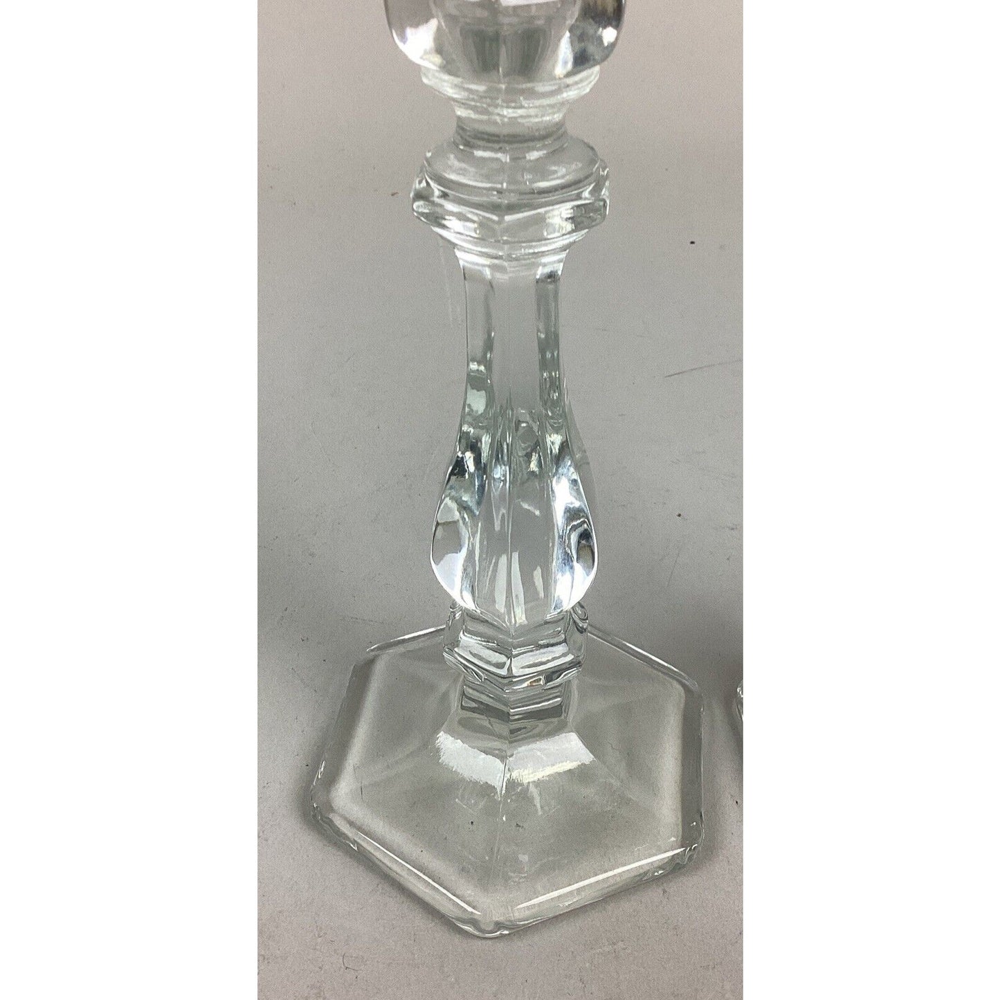 Set Of 2 Glass Candlestick Holders - 7.5”H