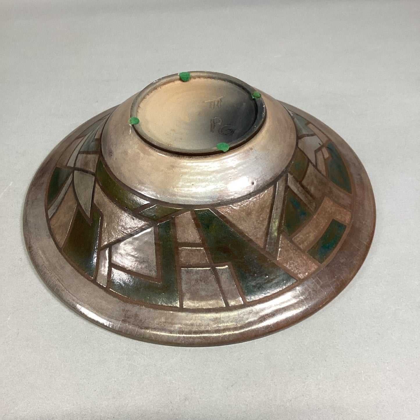 Handmade Pottery Large Geometric Shape Salad Or Fruit Bowl - 13”D