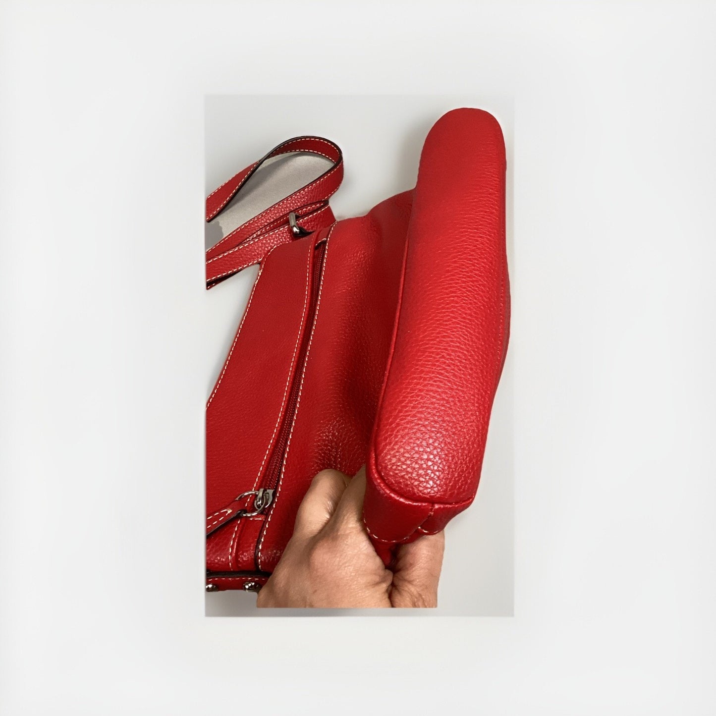 Giani Bernini Red Leather Shoulderbag With Adjustable Strap