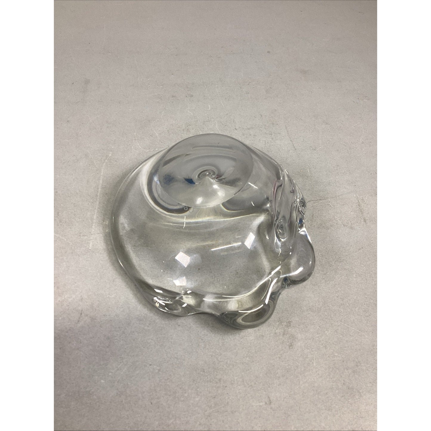Vintage Heavy Daum Signed Glass Ashtray Trinket Dish - Made In France