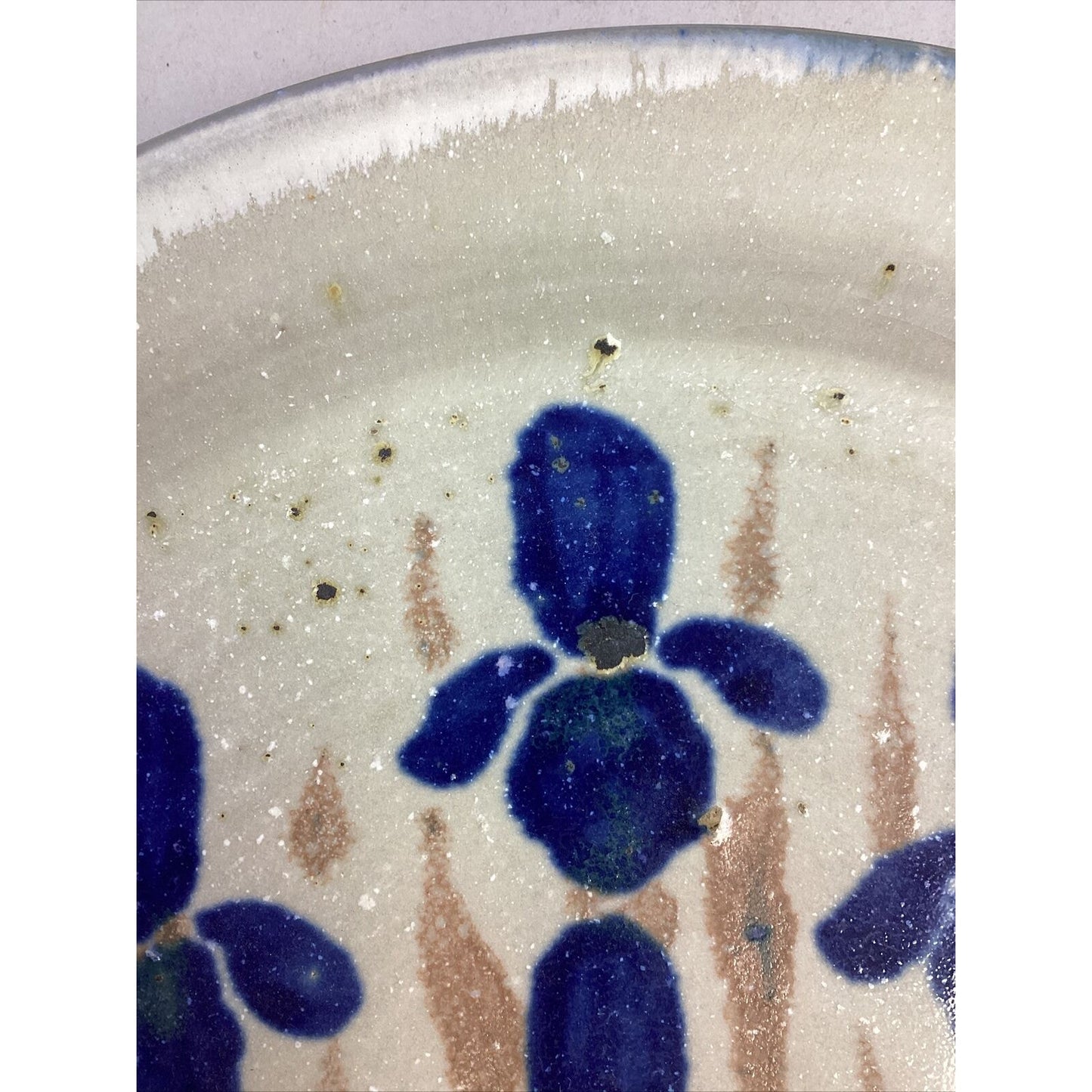 Set Of 3 Handmade Art Pottery Floral Bowl And 2 Plates