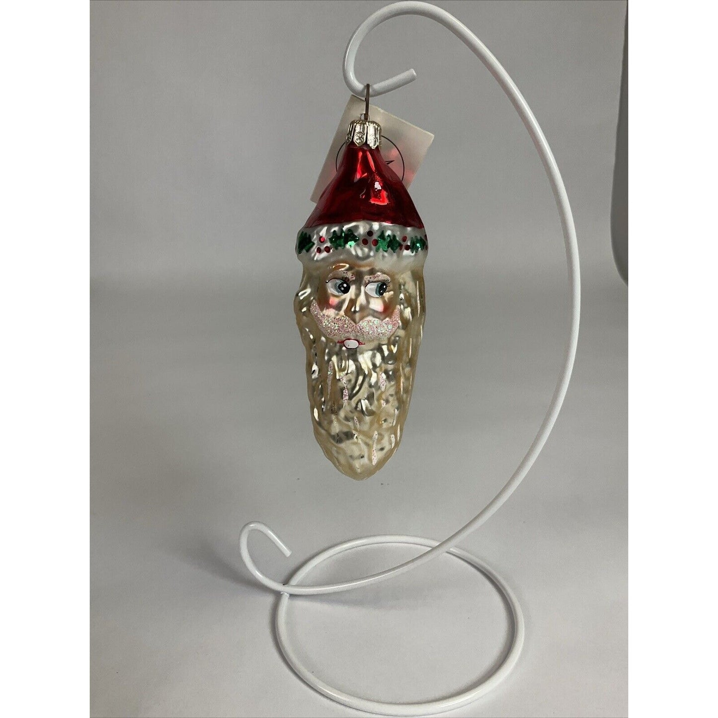 Christopher Radko Ho Ho Ho Santa Claus Head Glass Christmas Ornament 5”