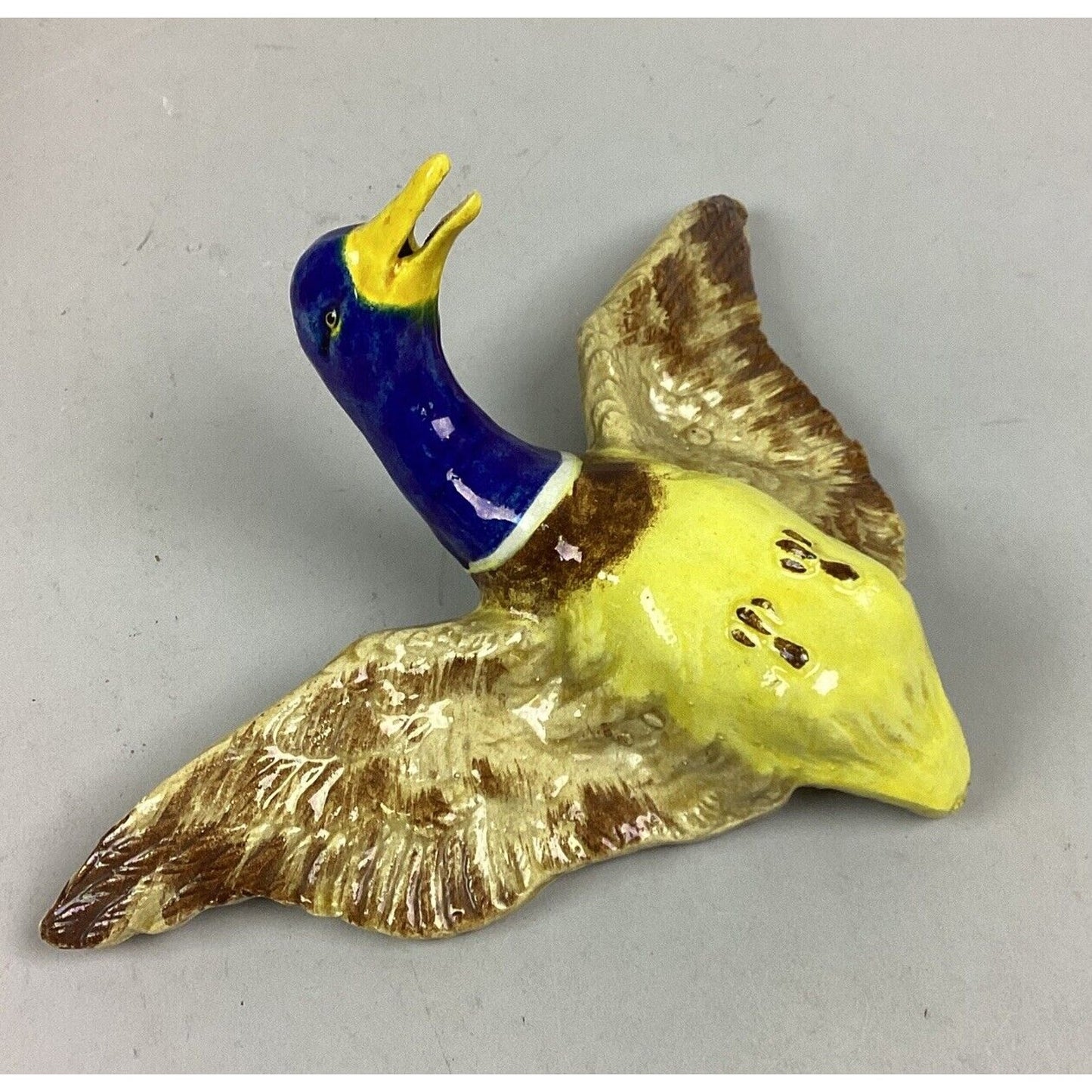 Vintage Flying Yellow Duck W/ Blue Head Wall Decoration - 7”