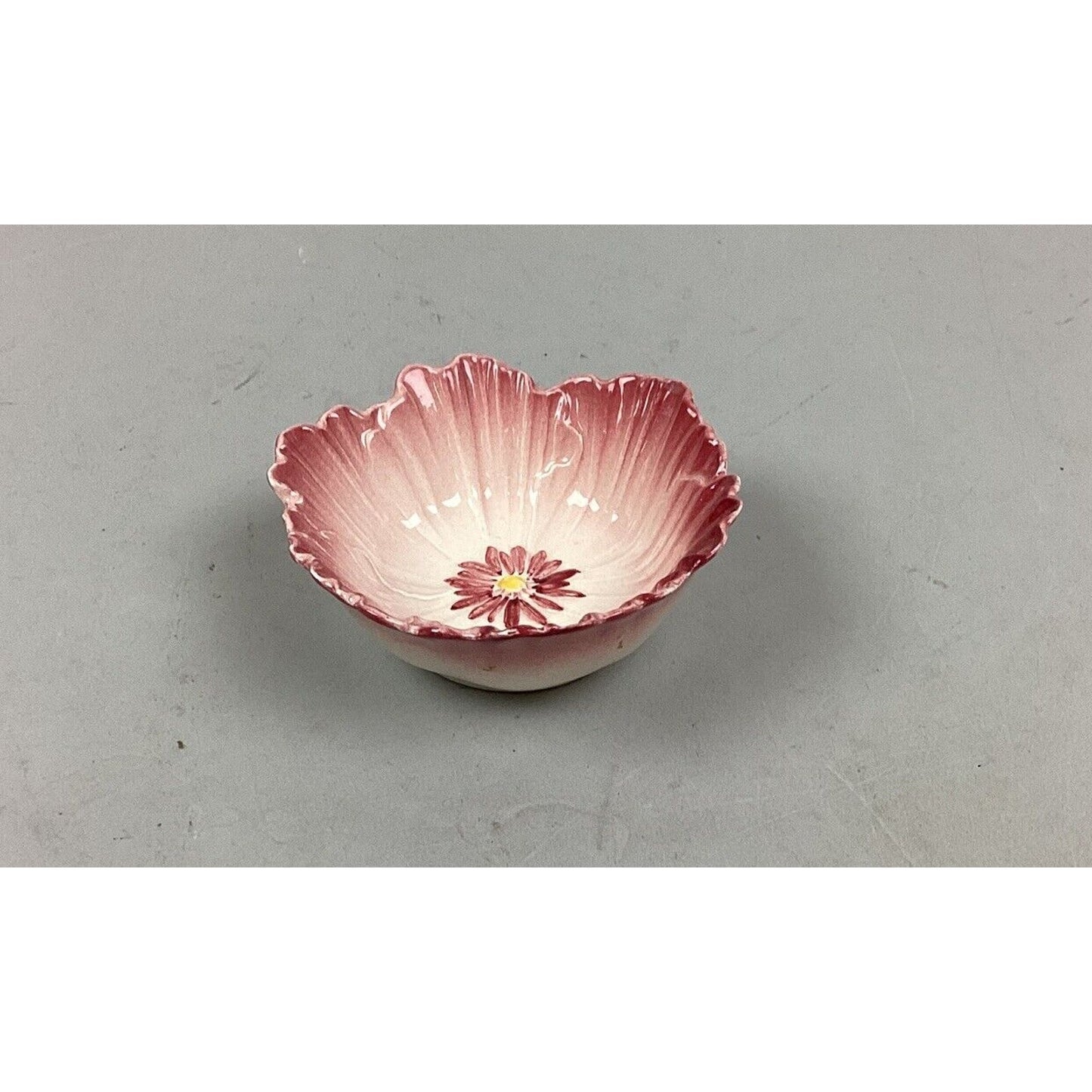 Floral Pink Trinket Dish - Made In England - 1.25”x3”