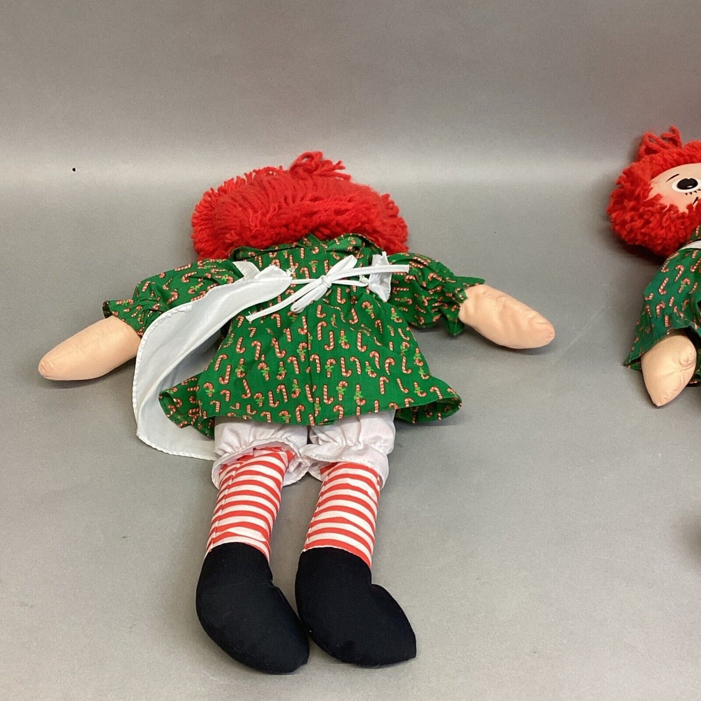 Lot Of 2 Vintage 1988 Playskool 18”Raggedy Ann Candy Cane Christmas Edition Doll