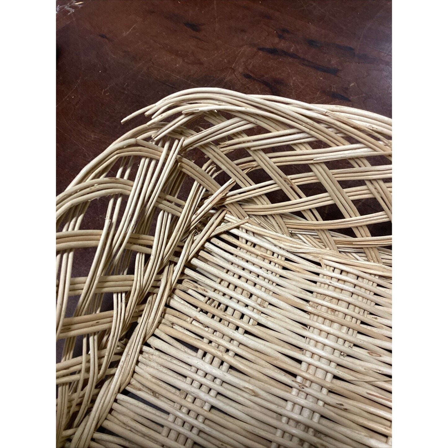 Vintage Wicker Bread Basket - 14.5”D