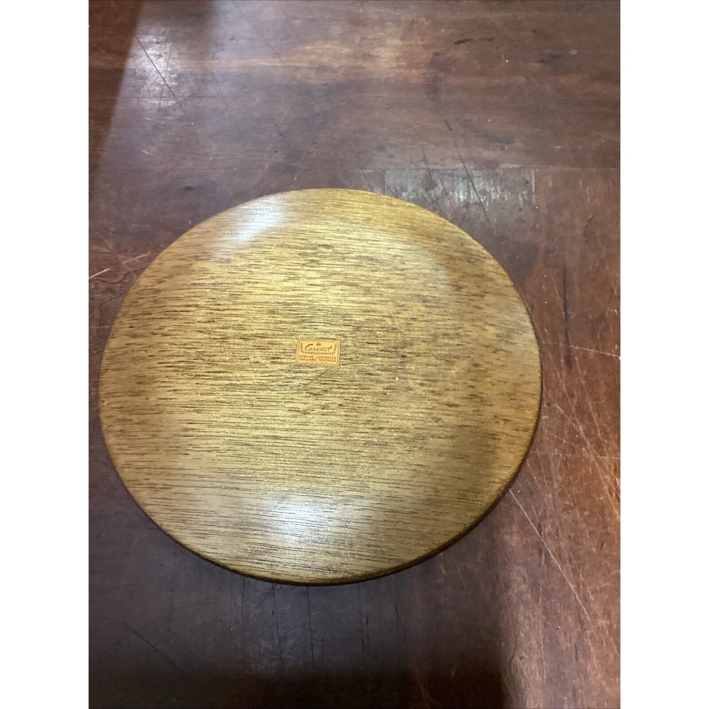 Set Of 3 Coronet Genuine Laminated Thailand Teakwood Plates - 8”D