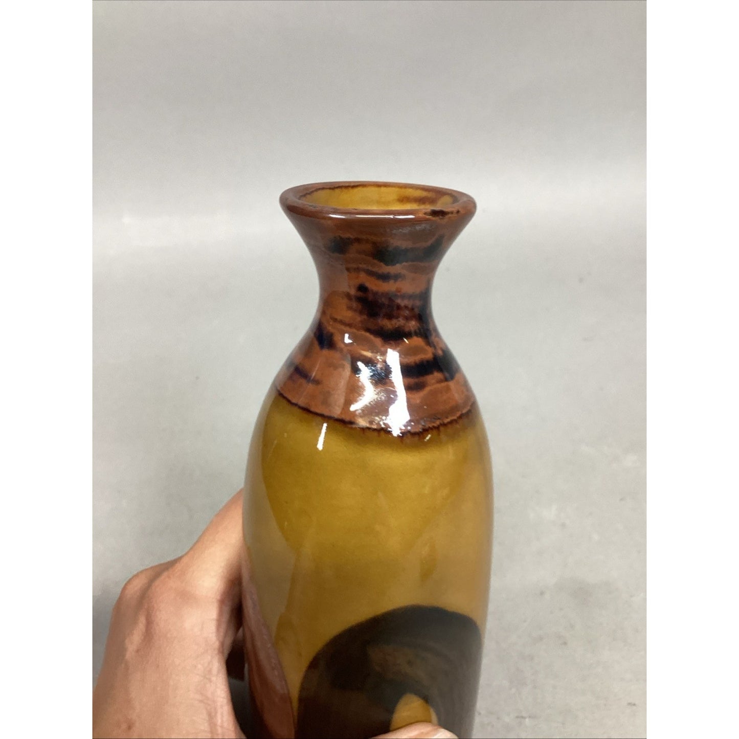 Vintage Stoneware Pottery Gloss Glazed Vase - 7.25”H