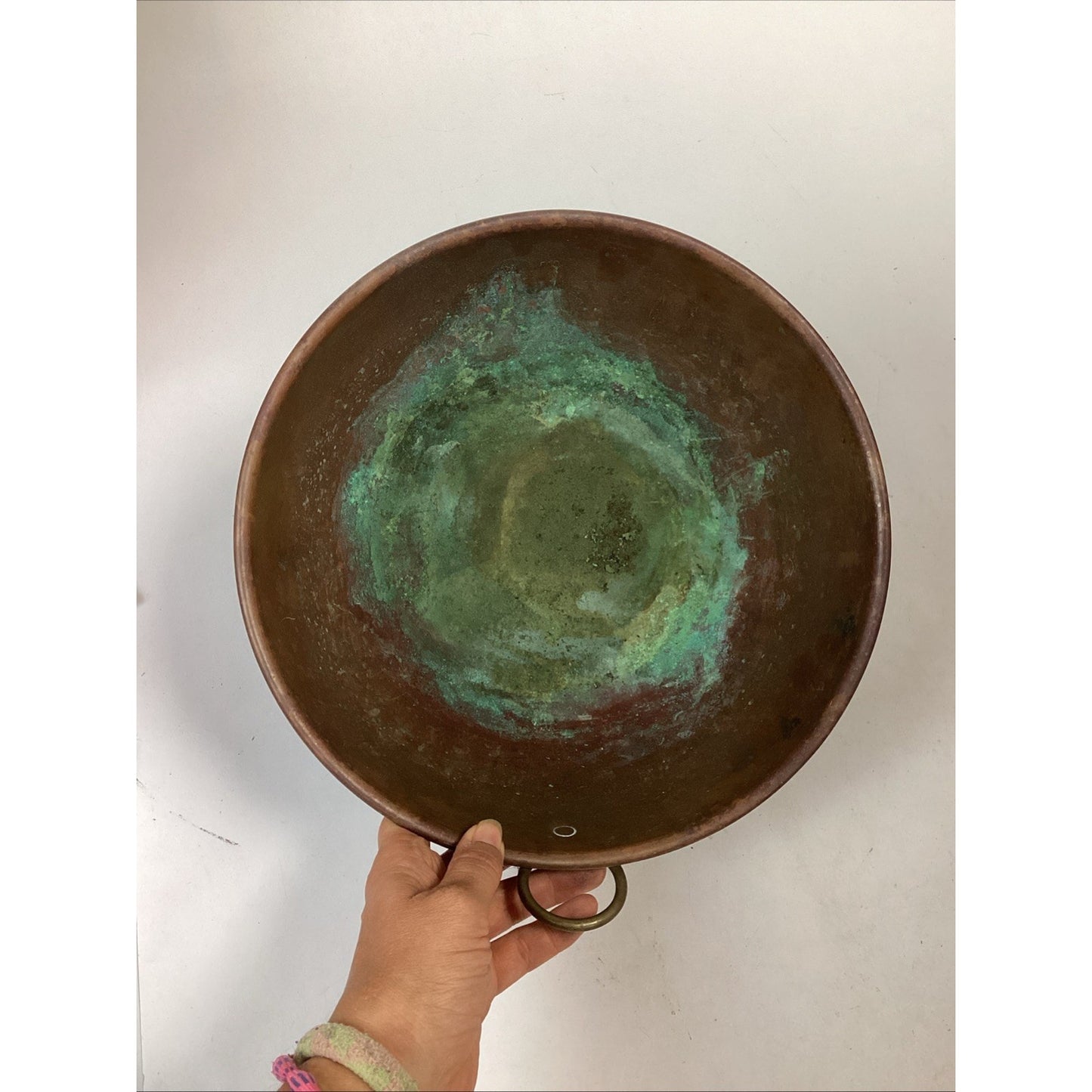 Vintage Copper Mixing Bowl w/ Brass Ring (Rolled Edge) 10.5”x5.5”