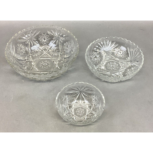 Set Of 3 Vintage Anchor Hocking Glass Star Of David Bowls