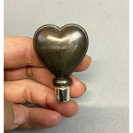 Vintage Silverplate Metal Heart Shaped Bottle Stopper 2" Tall